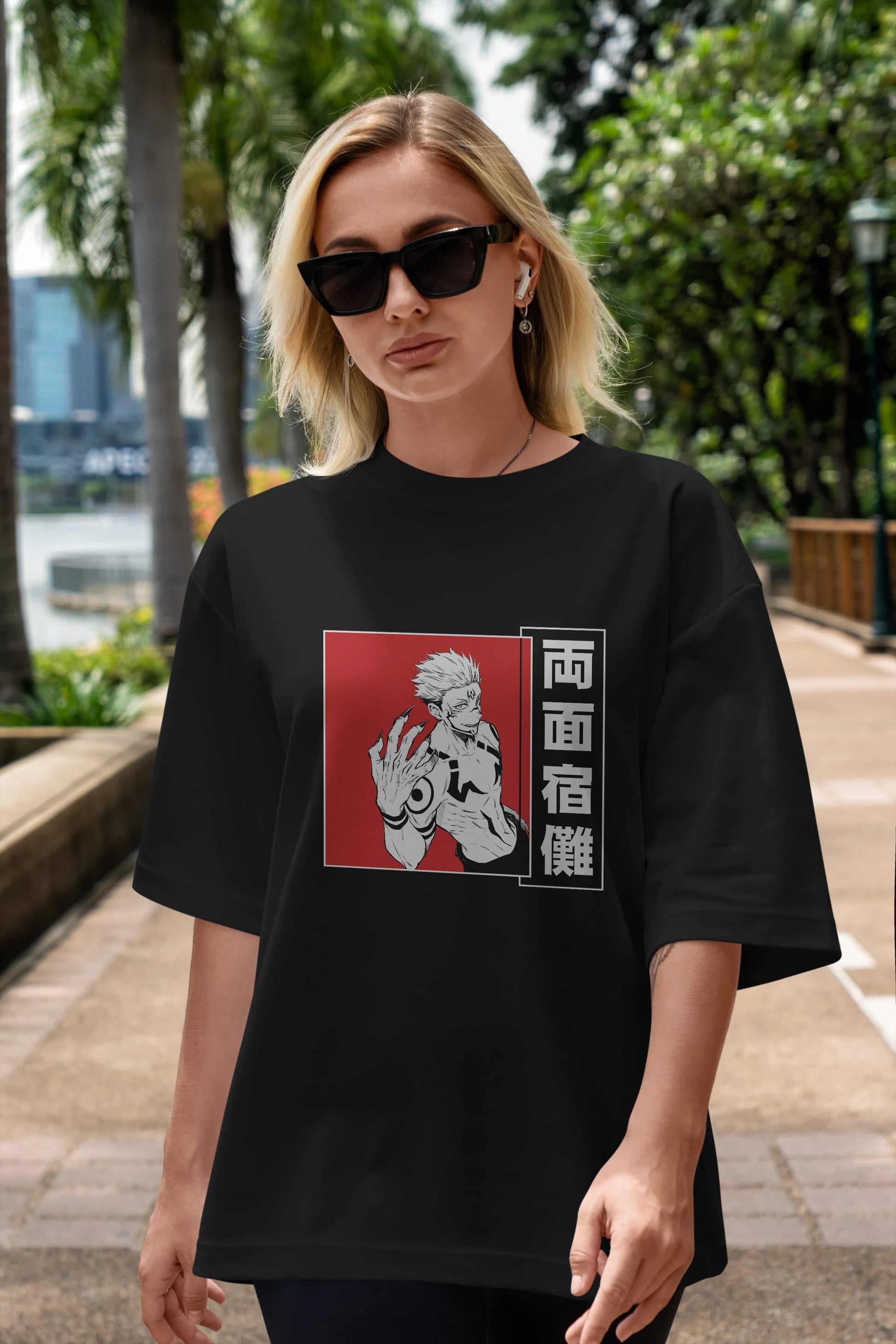Sukuna Ryoumen 2 Anime Ön Baskılı Oversize t-shirt %100 pamuk Erkek Kadın Unisex