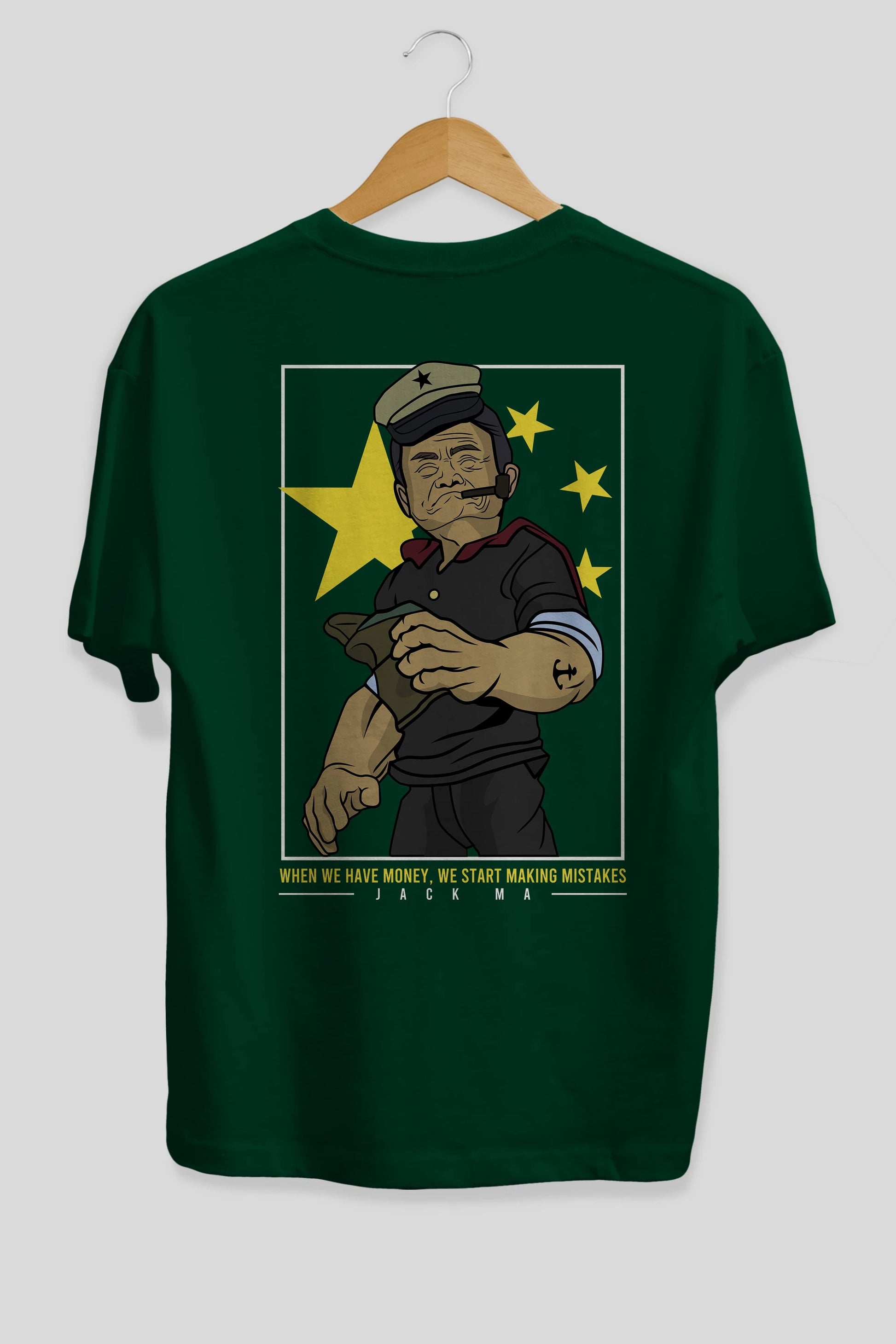 Popeye Jack Ma Arka Baskılı Oversize t-shirt Erkek Kadın Unisex %100 Pamuk tişort