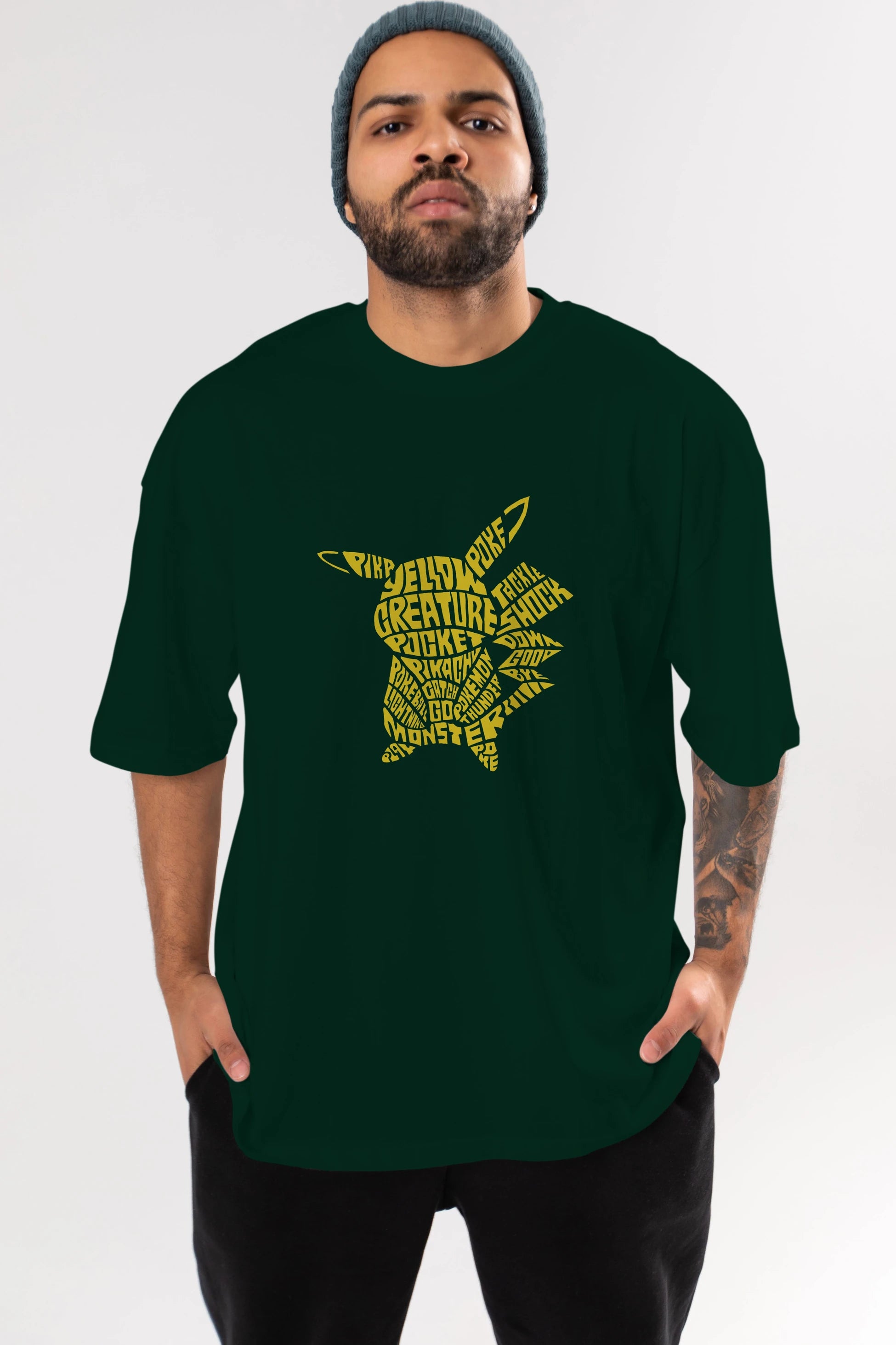 Pocket Monster Ön Baskılı Oversize t-shirt %100 pamuk Erkek Kadın Unisex