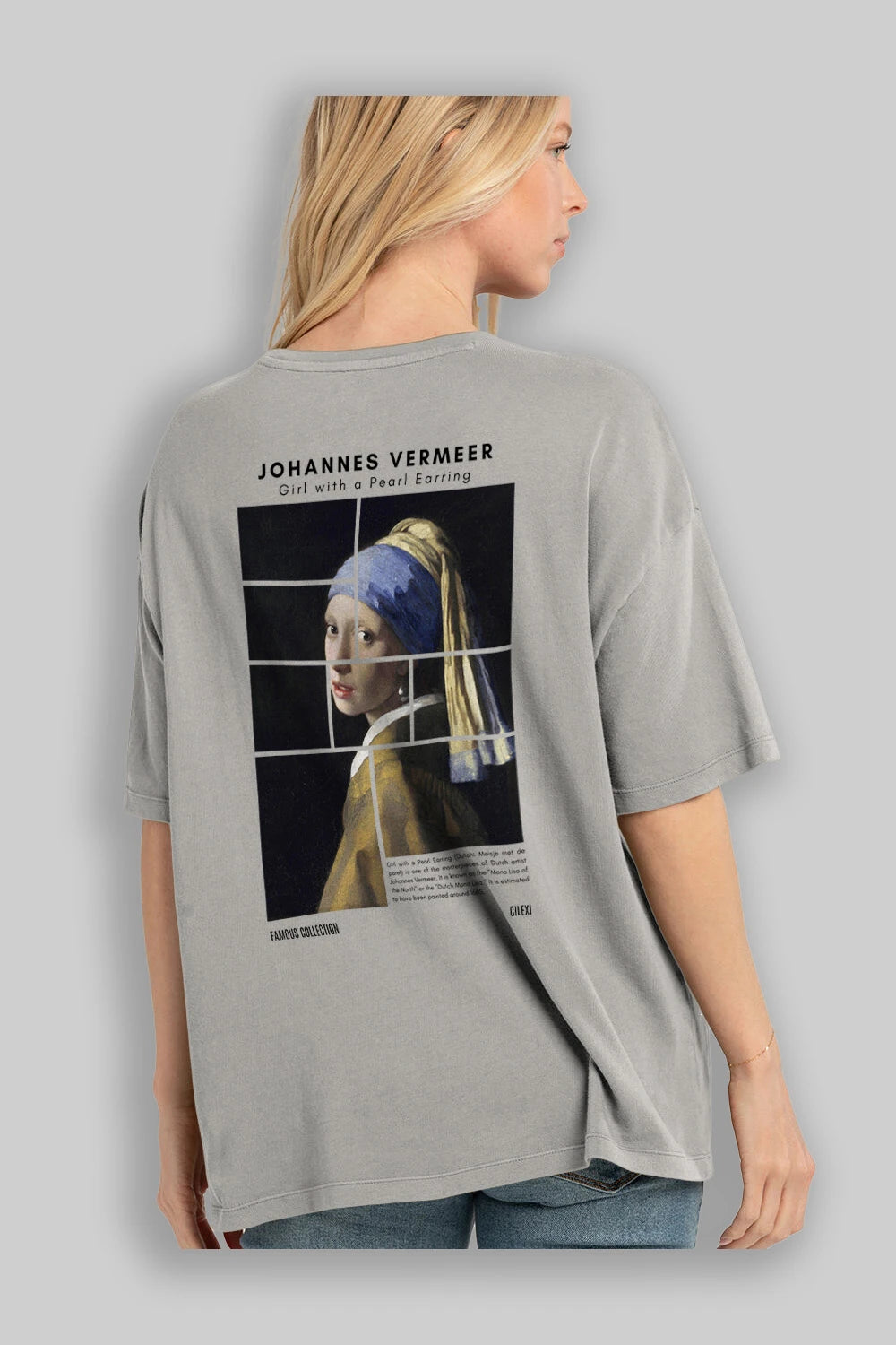 Johannes Vermeer Arka Baskılı Oversize t-shirt Erkek Kadın Bisiklet Yaka Pamuk tişort