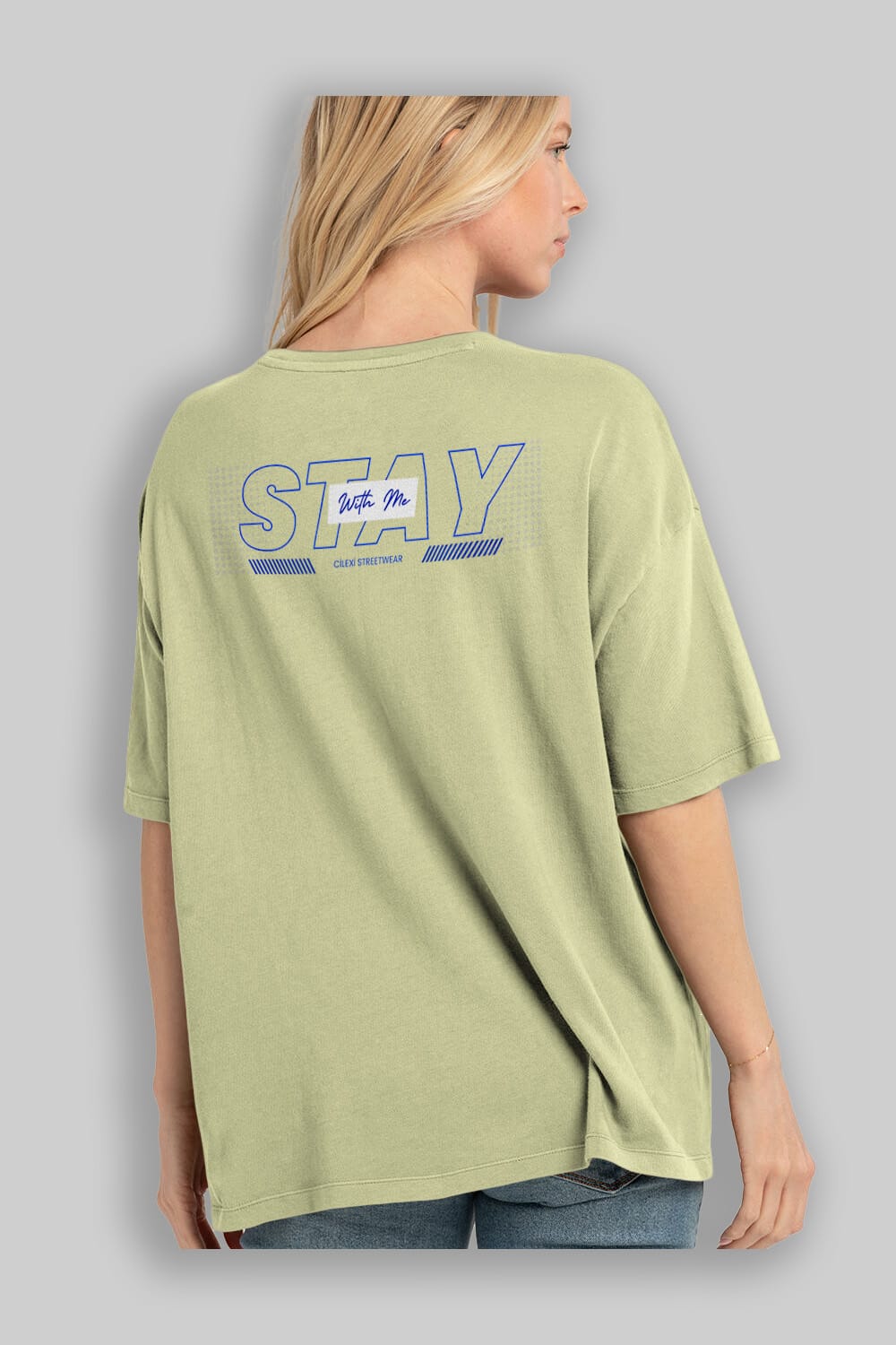 Stay with Me Yazılı Arka Baskılı Oversize t-shirt Erkek Kadın Unisex