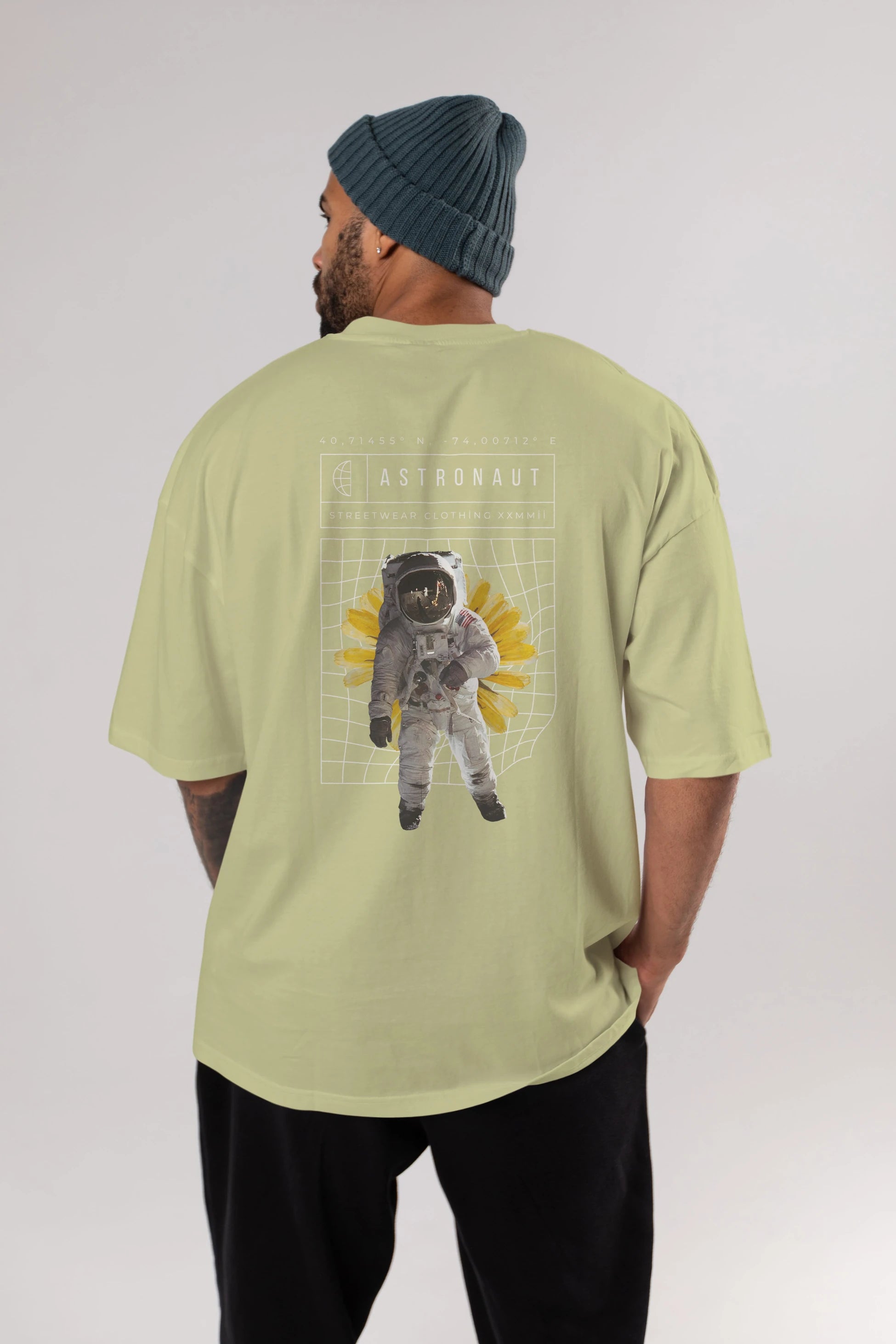 Astronaut Streetwear Arka Baskılı Oversize t-shirt Erkek Kadın Unisex