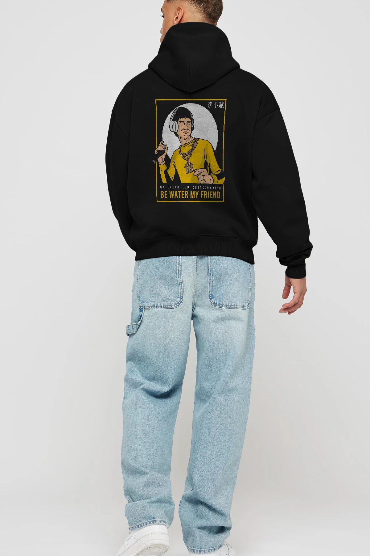 Bruce Lee Rapper Arka Baskılı Hoodie Oversize Kapüşonlu Sweatshirt Erkek Kadın Unisex