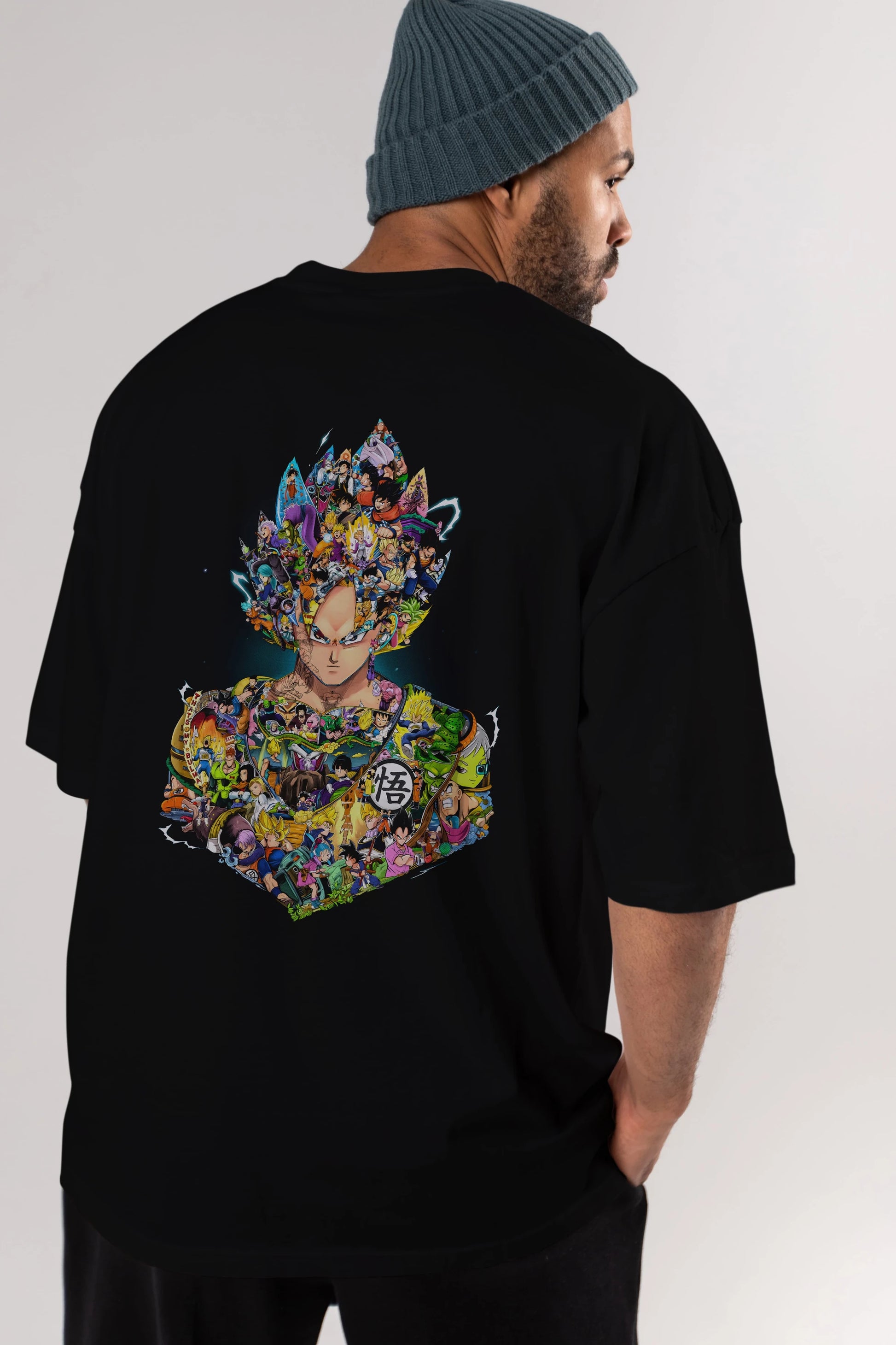 DRAGON BALL ART Anime Arka Baskılı Oversize t-shirt Erkek Kadın Unisex