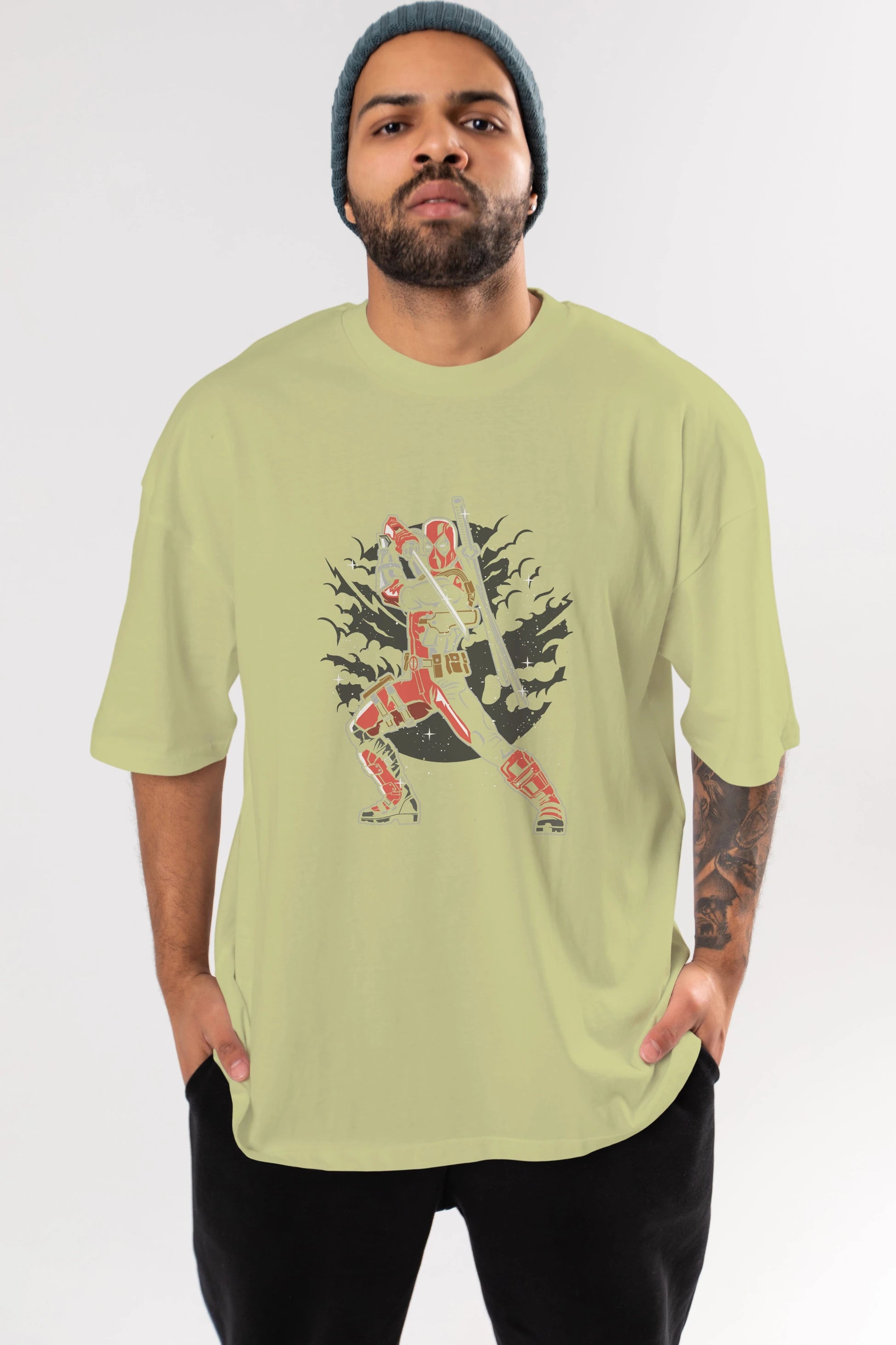 Deadpool Ön Baskılı Oversize t-shirt Erkek Kadın Unisex %100 Pamuk tişort