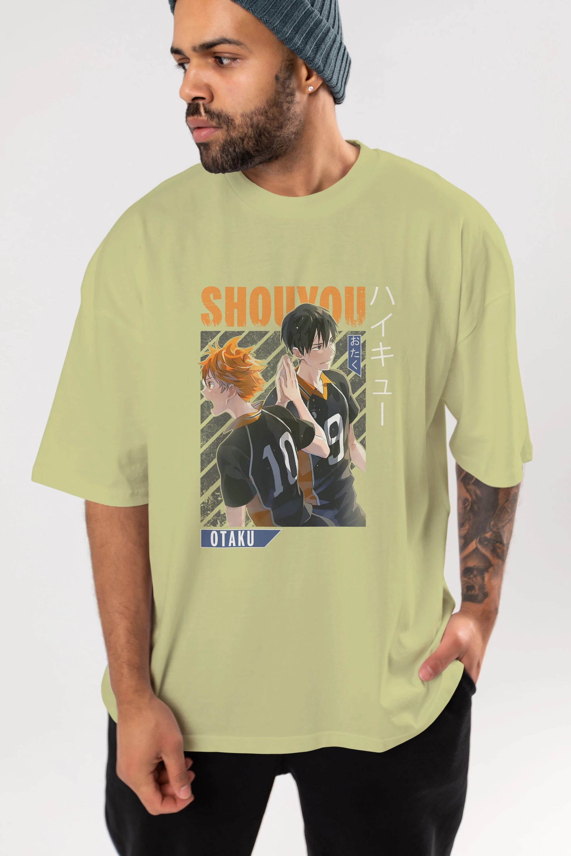 Shouyou Hinata 12 Anime Ön Baskılı Oversize t-shirt %100 pamuk Erkek Kadın Unisex