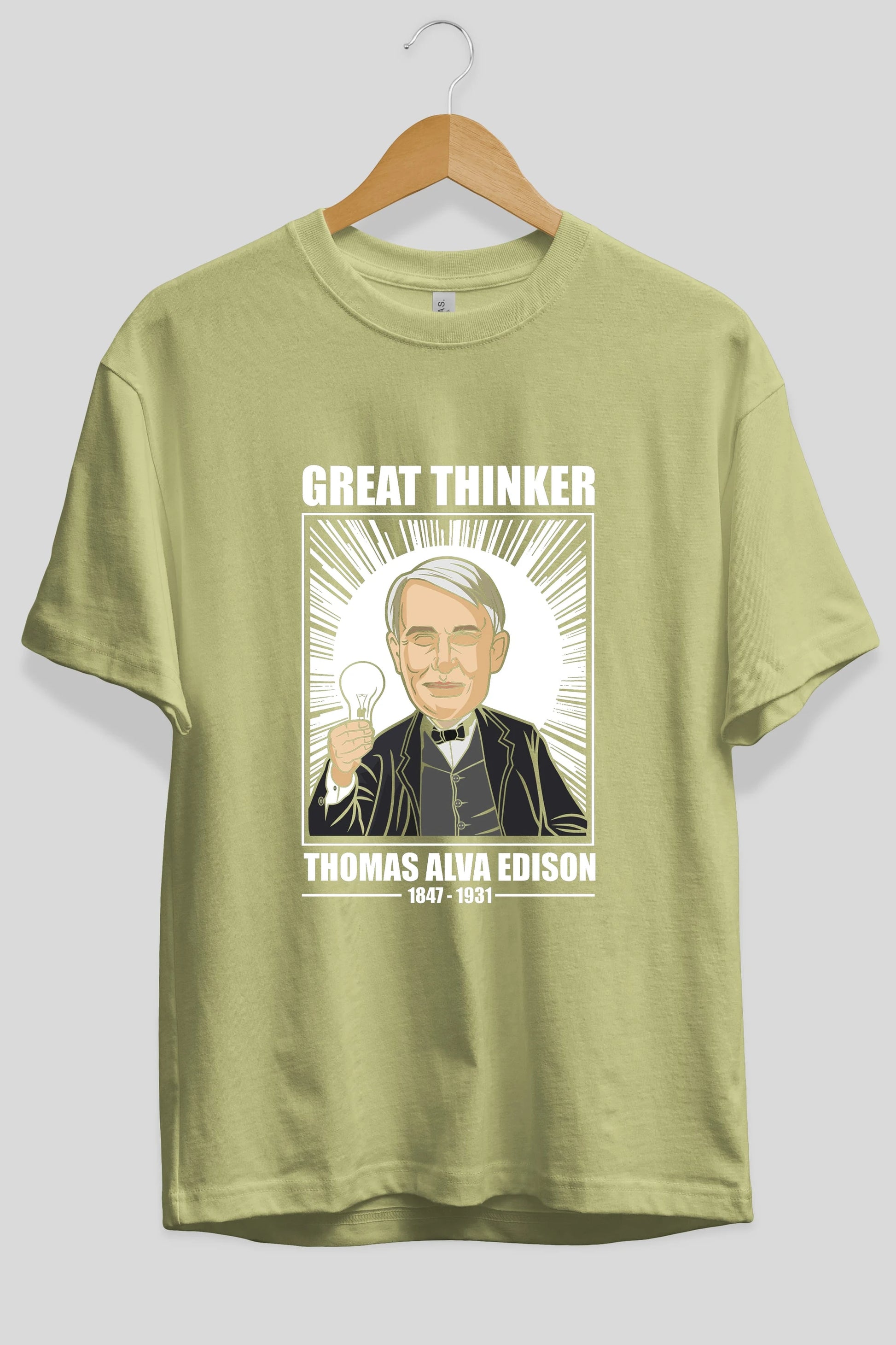 Thomas Alfa Edison Ön Baskılı Oversize t-shirt Erkek Kadın Unisex %100 Pamuk tişort