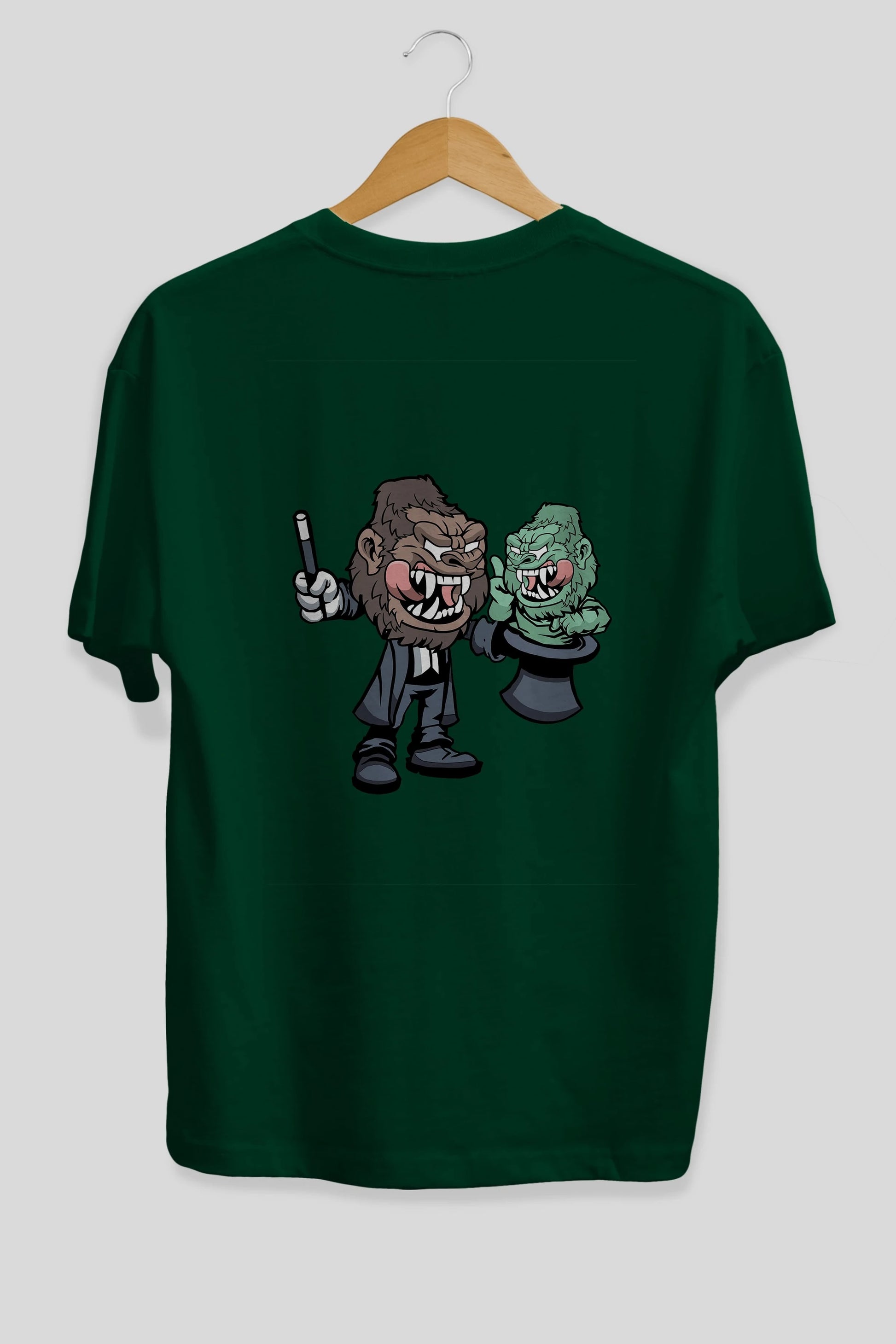 Gorilla Magician Arka Baskılı Oversize t-shirt Erkek Kadın Unisex %100 Pamuk tişort
