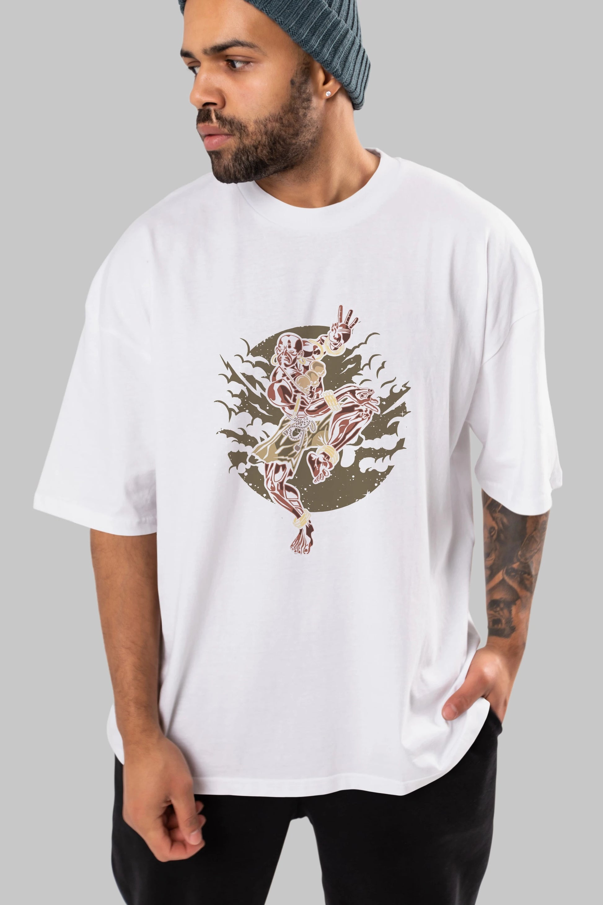 DHALSIM Ön Baskılı Oversize t-shirt Erkek Kadın Unisex %100 Pamuk tişort