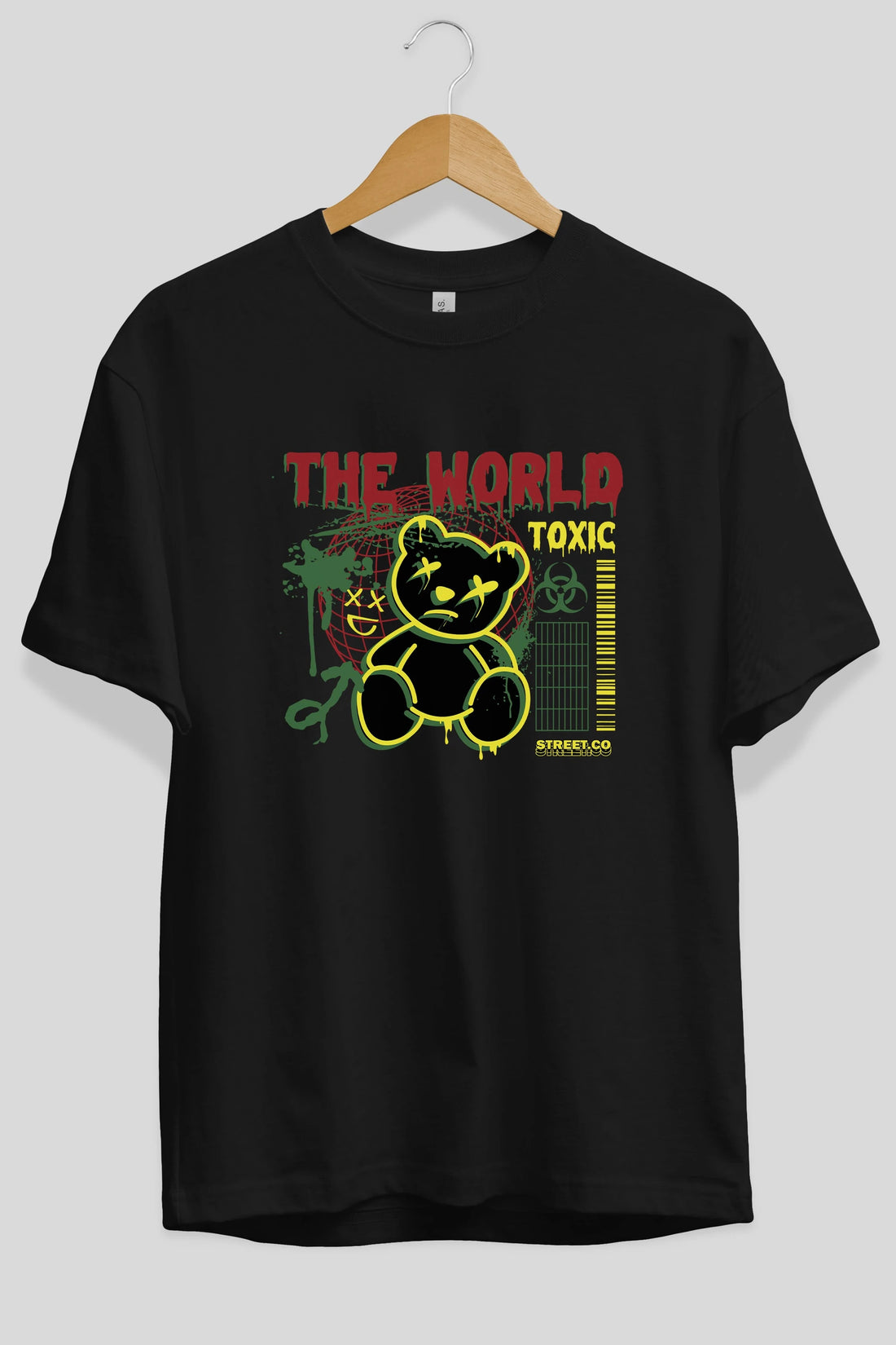 The World Toxic Bear Ön Baskılı Oversize t-shirt Erkek Kadın Unisex