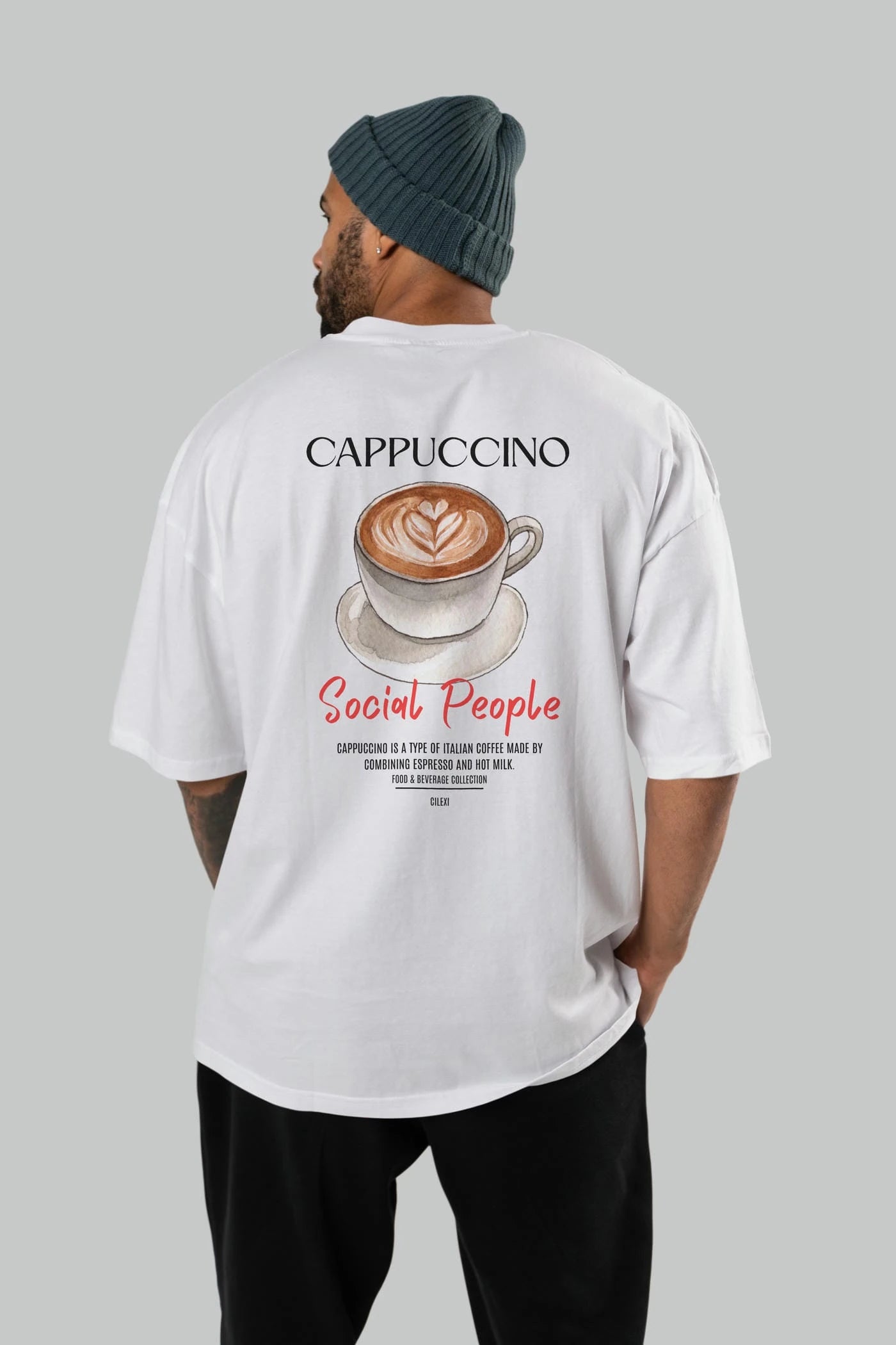 Cappuccino Kokteyl Serisi Baskılı Oversize t-shirt Erkek Kadın Unisex %100 Pamuk Bisiklet Yaka tişort