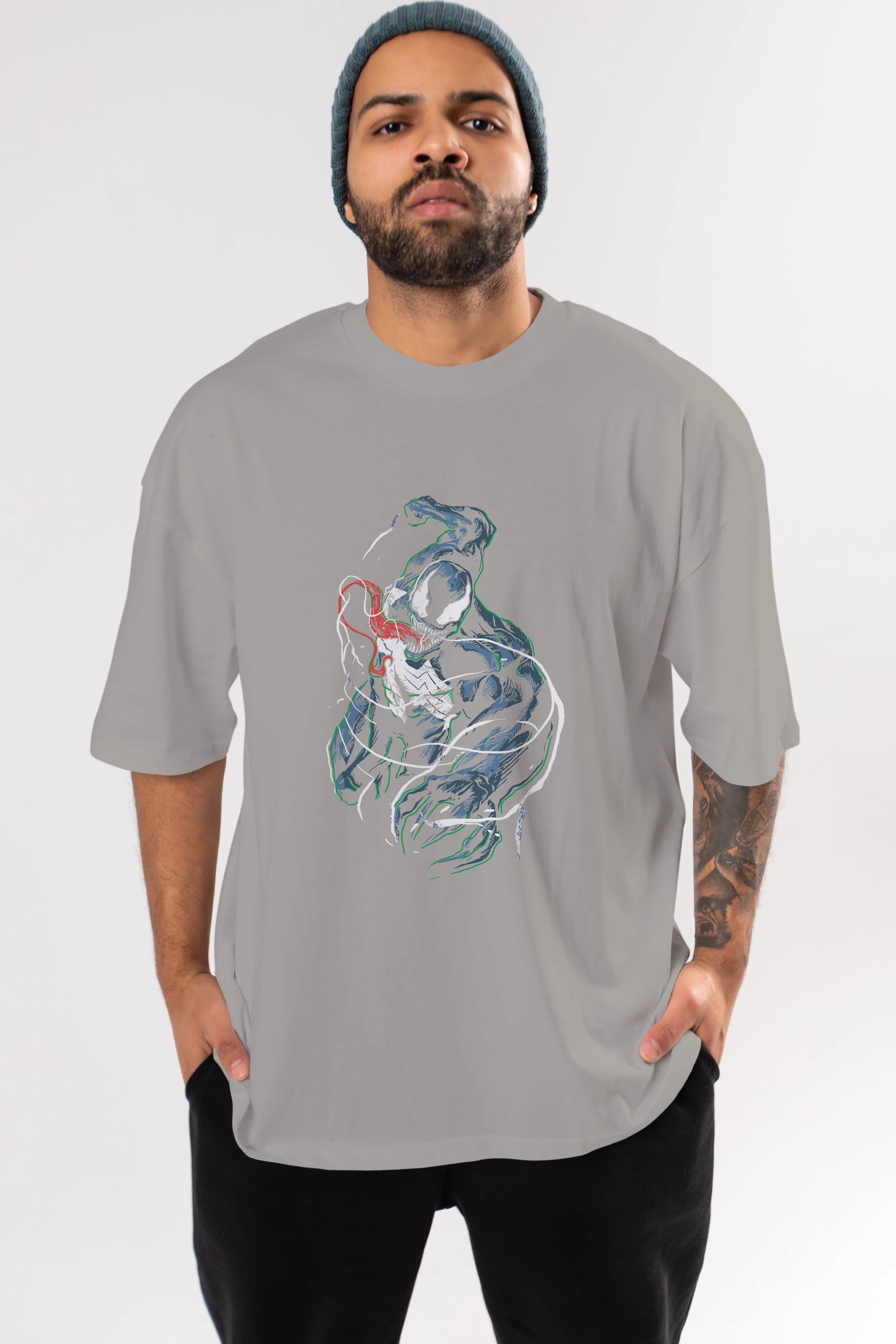Venom (5) Ön Baskılı Oversize t-shirt Erkek Kadın Unisex %100 Pamuk Bisiklet Yaka tişort