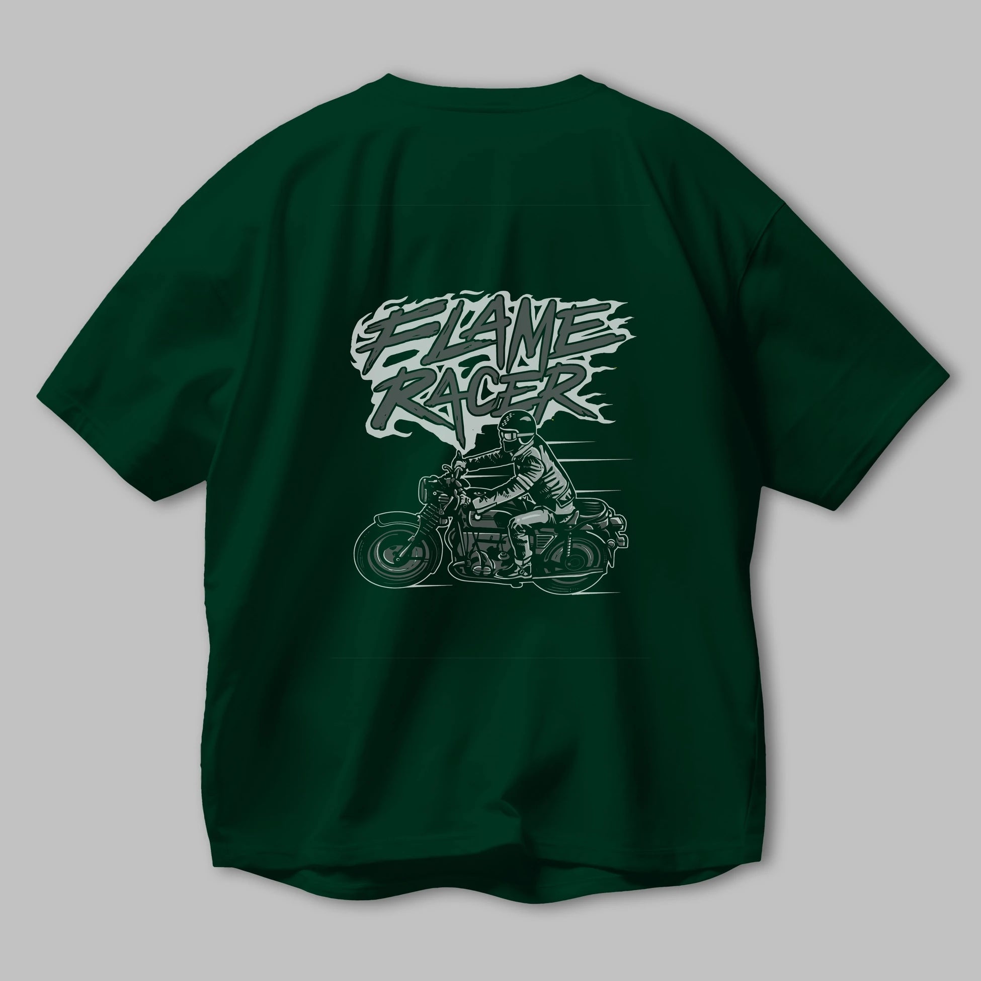 Flame Racer Arka Baskılı Oversize t-shirt Erkek Kadın Unisex %100 Pamuk