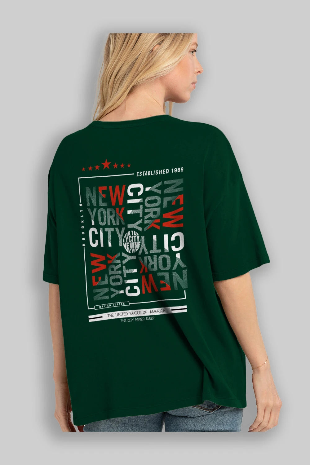 New York Style 2 Arka Baskılı Oversize t-shirt Erkek Kadın Unisex