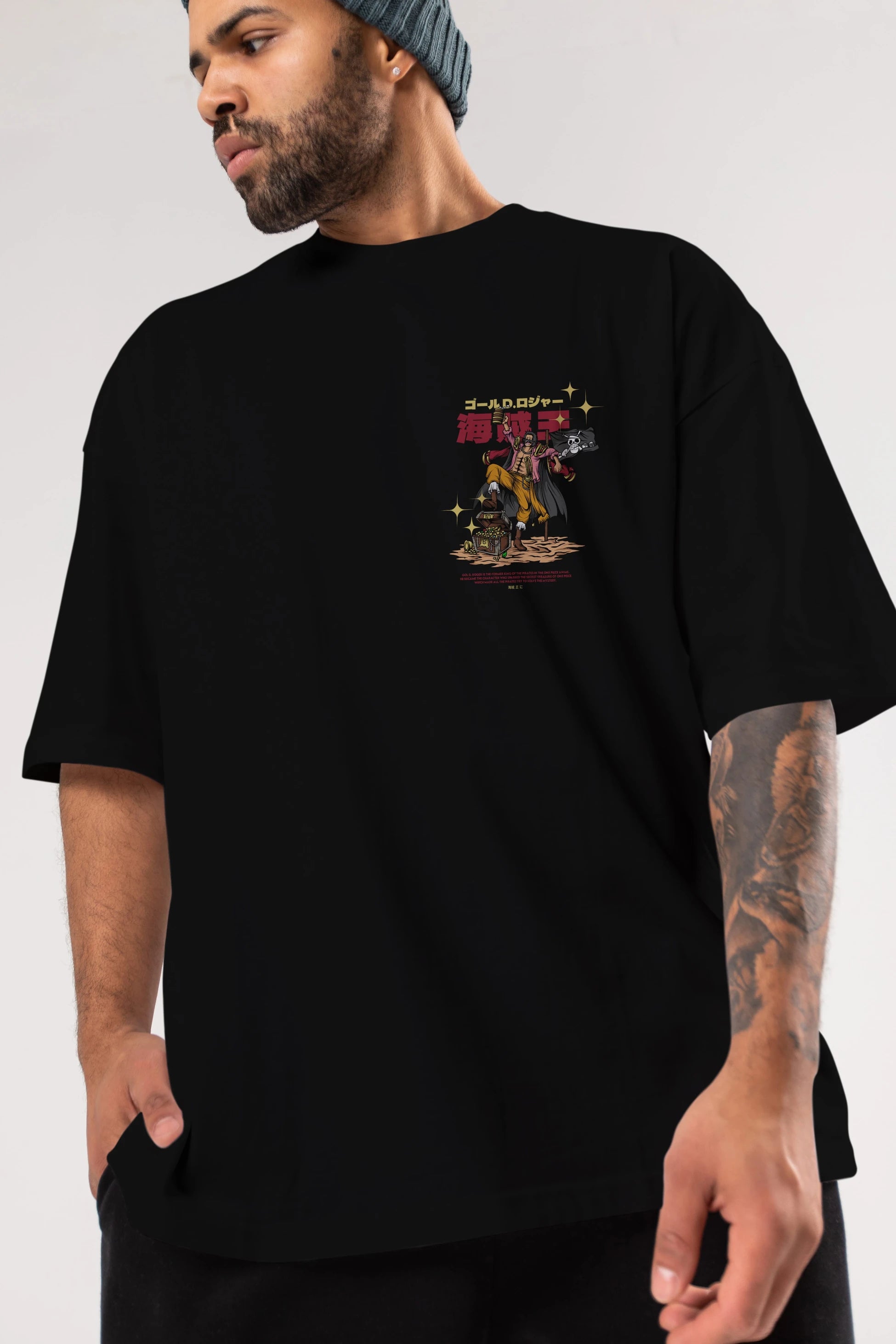 Roger Ön Sol Baskılı Oversize t-shirt Erkek Kadın Unisex %100 Pamuk Bisiklet Yaka tişort