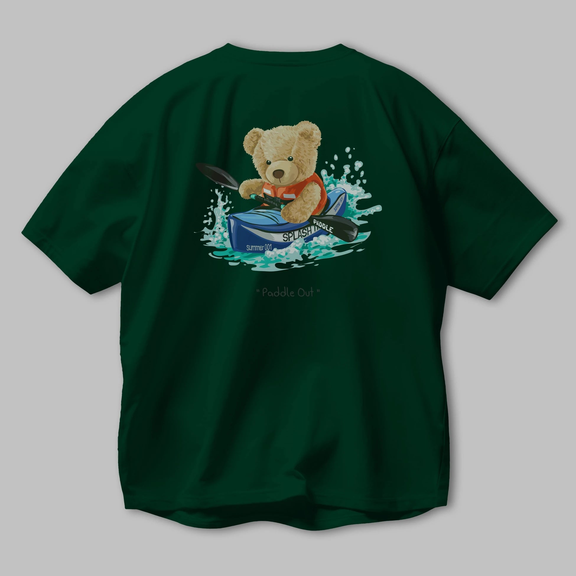 Teddy Bear Paddle Out Arka Baskılı Oversize t-shirt Erkek Kadın Unisex %100 Pamuk