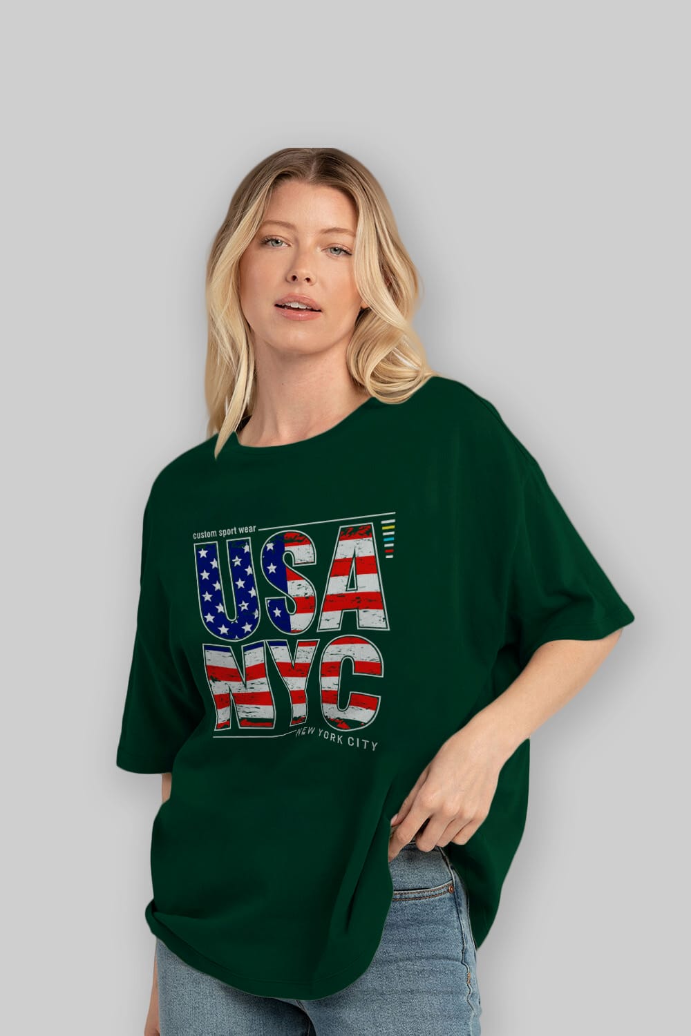 Usa NYC Ön Baskılı Oversize t-shirt Erkek Kadın Unisex