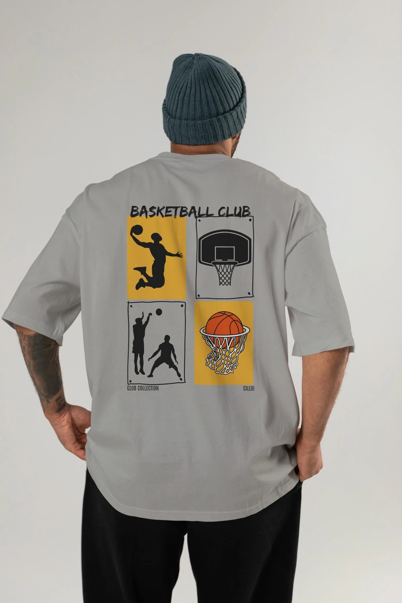 Basketball Club Arka Baskılı Oversize t-shirt Erkek Kadın %100 Pamuk Bisiklet Yaka tişort