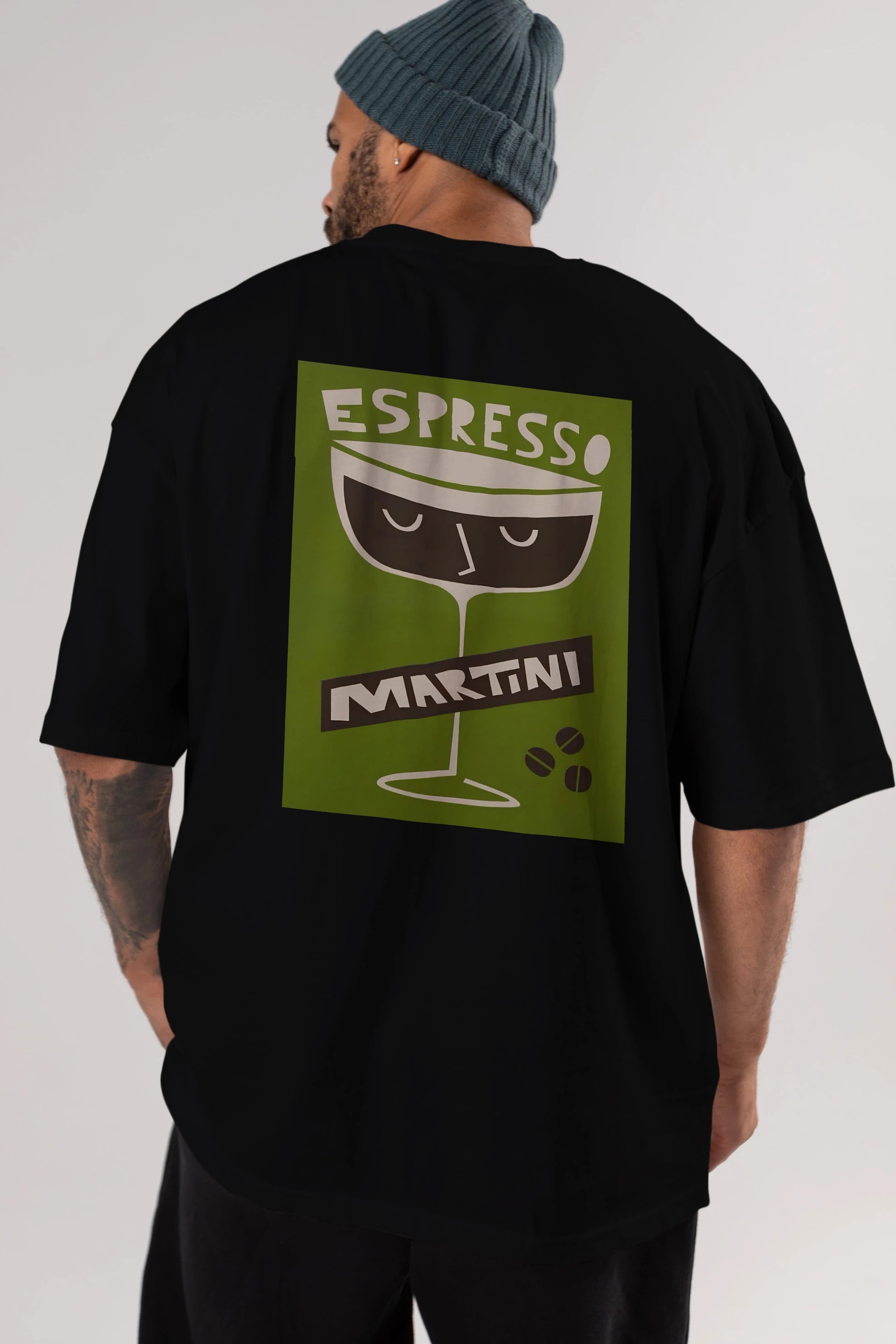 Espresso Martini 2 Arka Baskılı Oversize t-shirt Erkek Kadın Unisex %100 Pamuk Bisiklet Yaka tişort