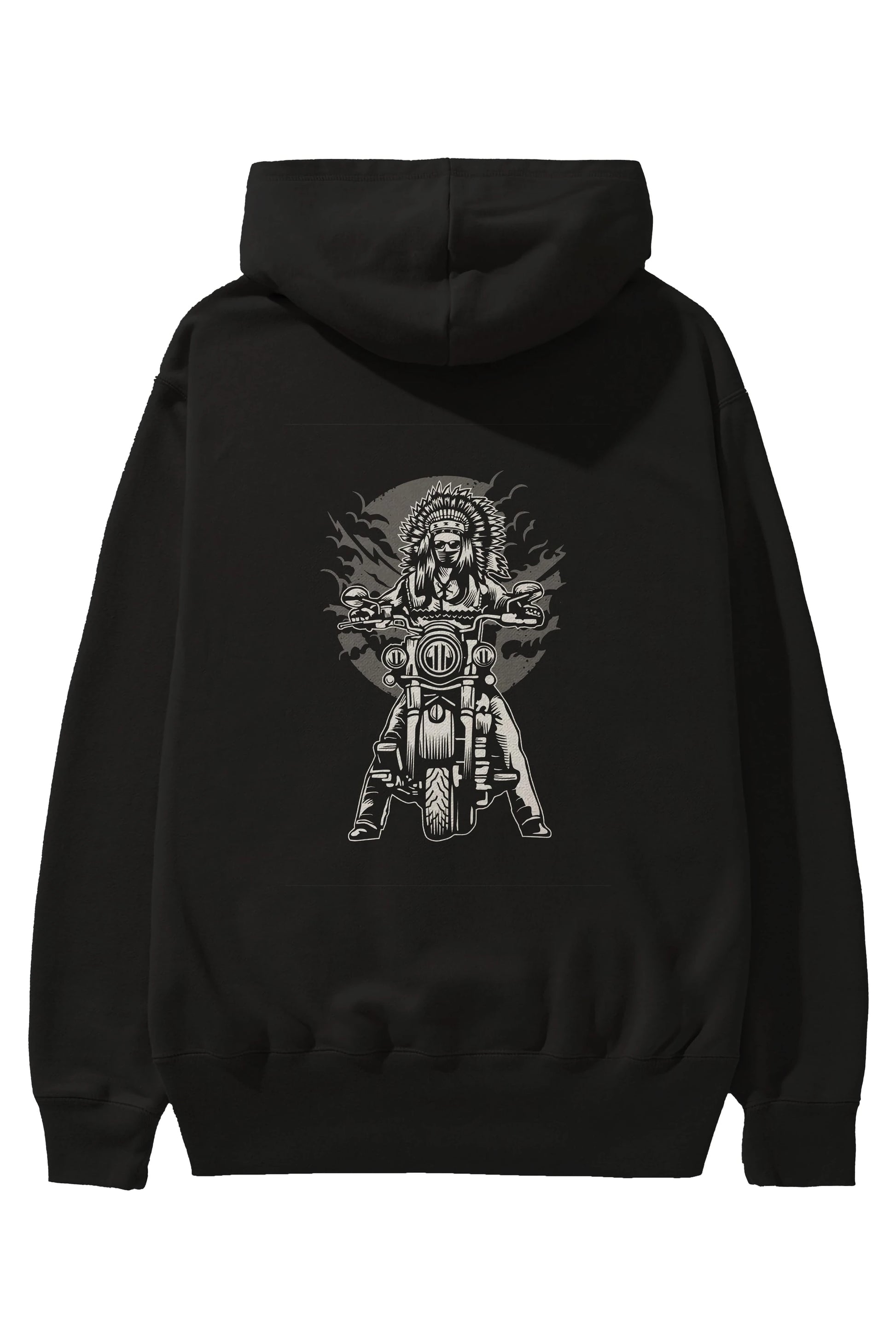 Indian Chief Motorcycle Arka Baskılı Hoodie Oversize Kapüşonlu Sweatshirt Erkek Kadın Unisex