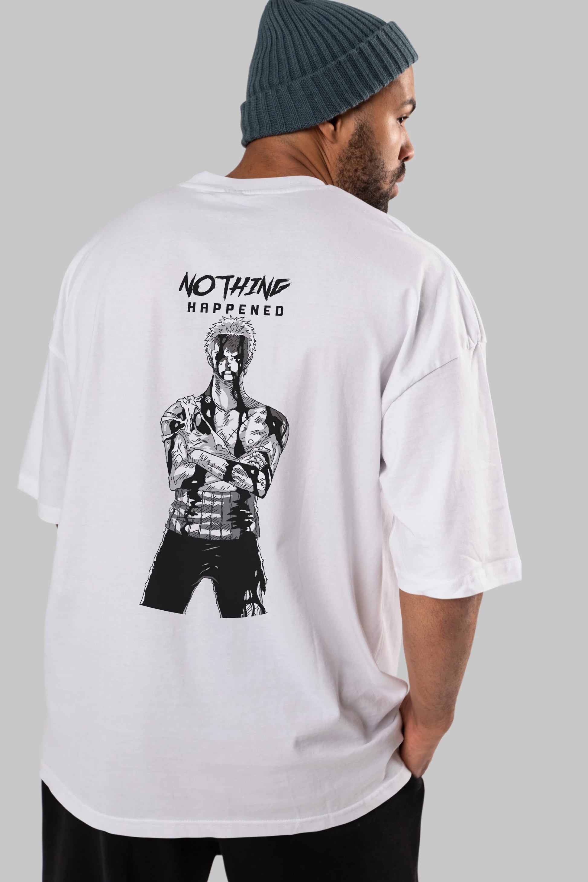 Roronoa Zoro 3 Anime Arka Baskılı Oversize t-shirt Erkek Kadın Unisex %100 pamuk tişort