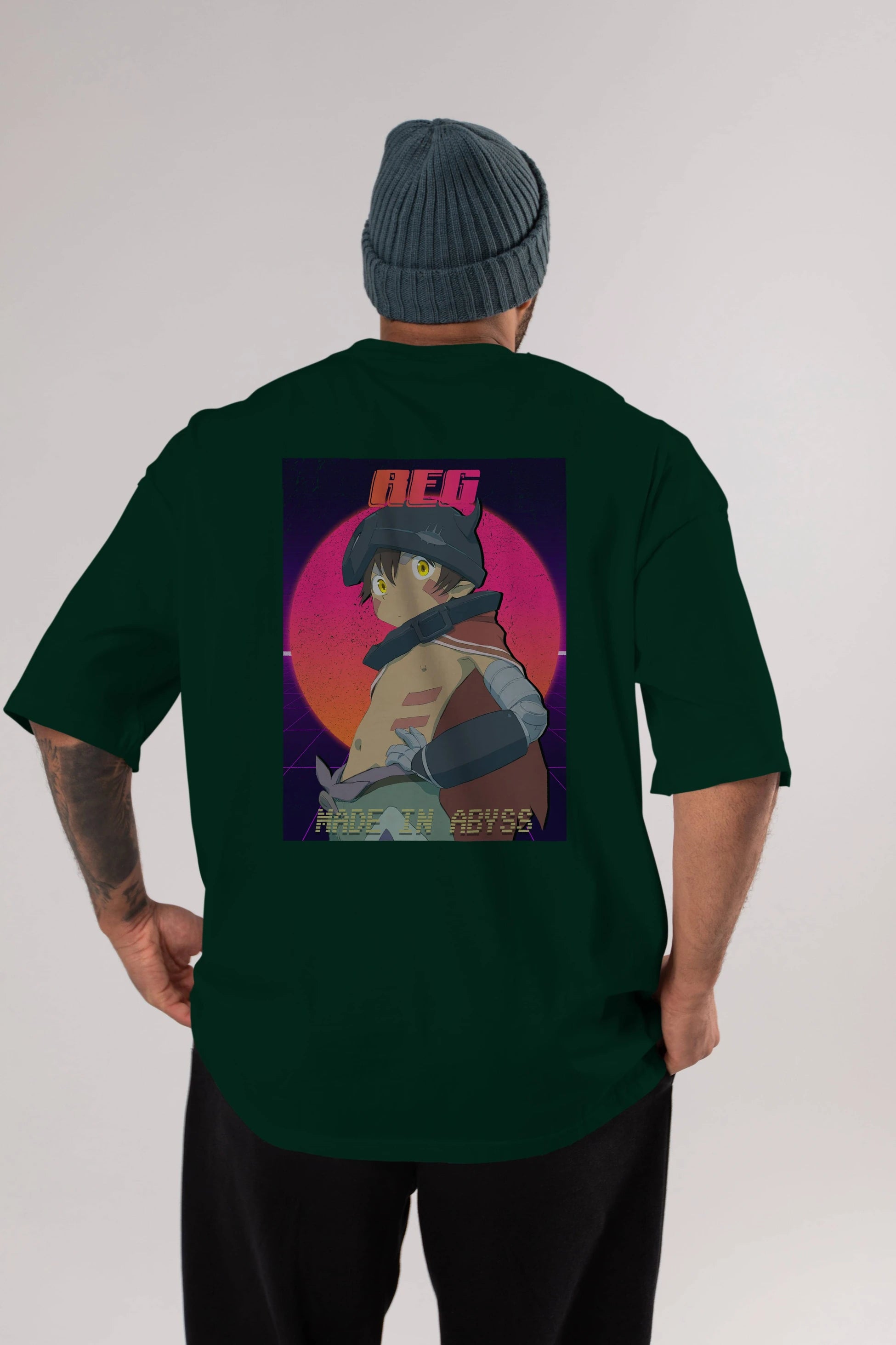 Reg 7 Anime Arka Baskılı Oversize t-shirt Erkek Kadın Unisex