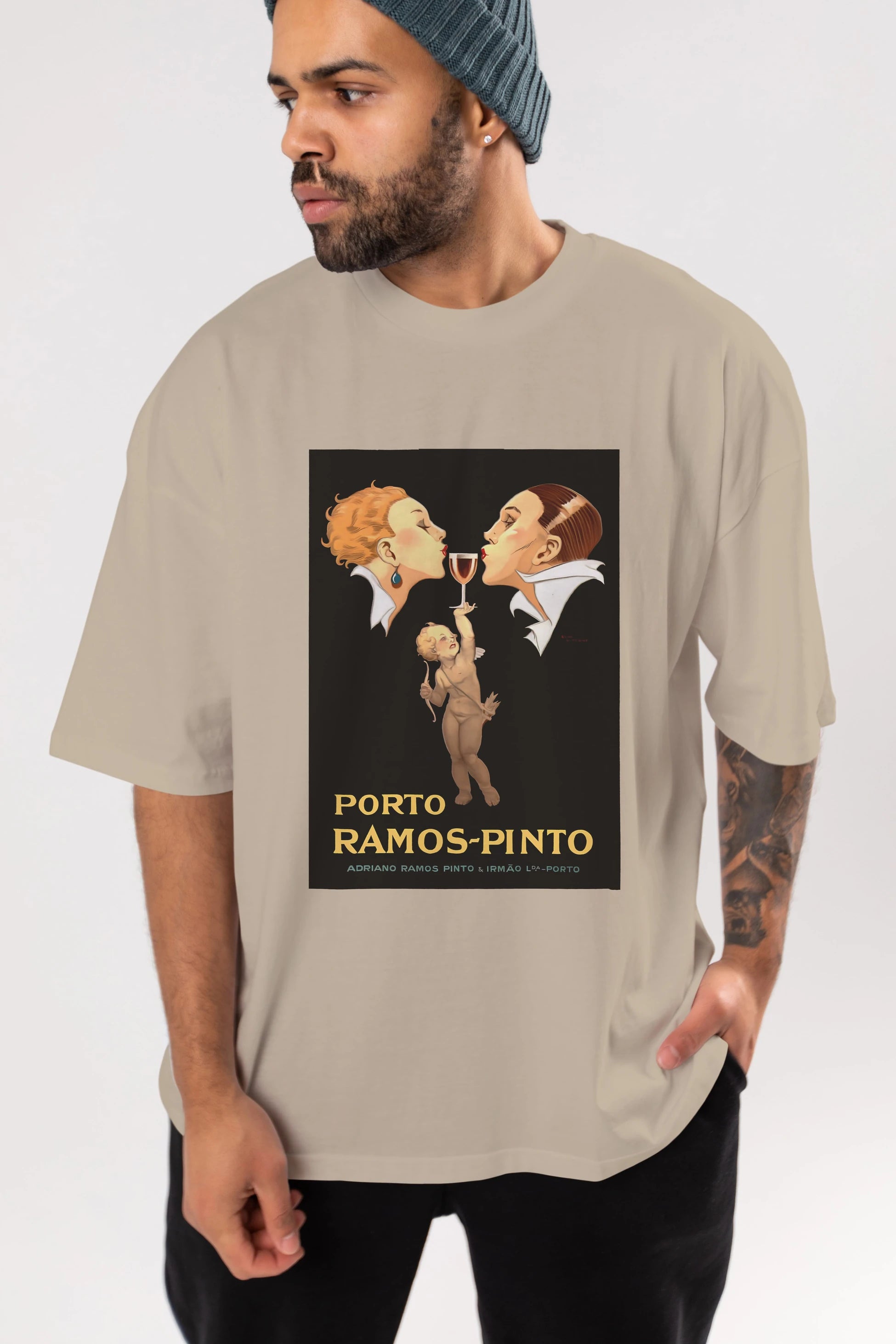 Porto Ramos Pinto Ön Baskılı Oversize t-shirt Erkek Kadın Unisex %100 Pamuk Bisiklet Yaka tişort