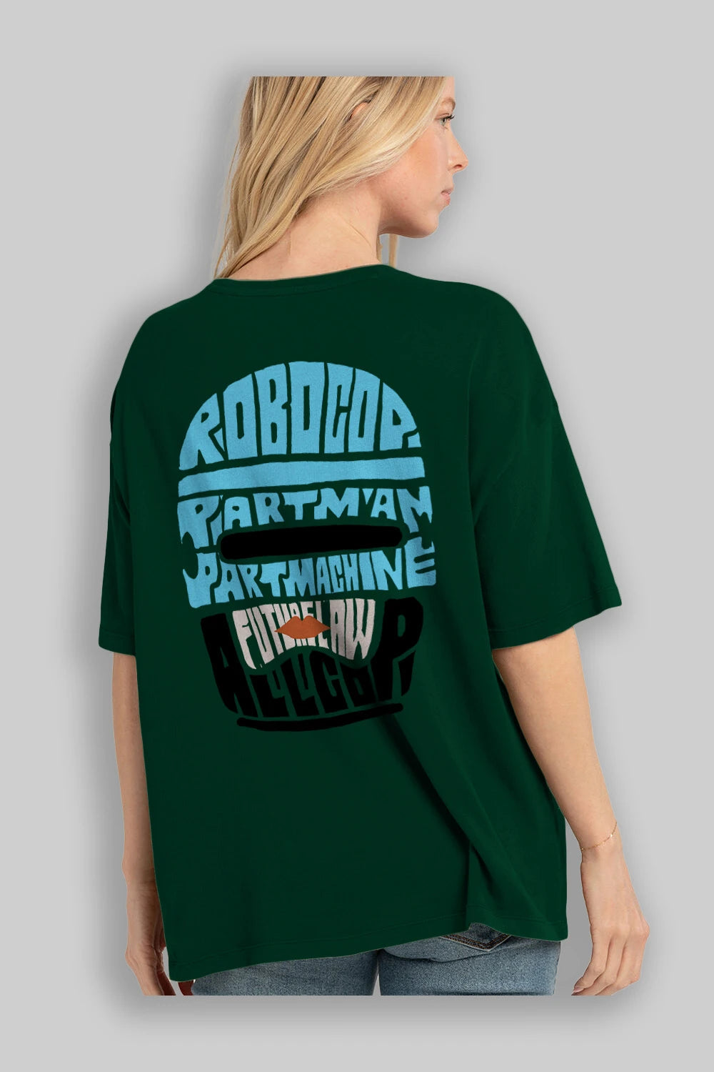 Robocop Arka Baskılı Oversize t-shirt %100 pamuk Erkek Kadın Unisex