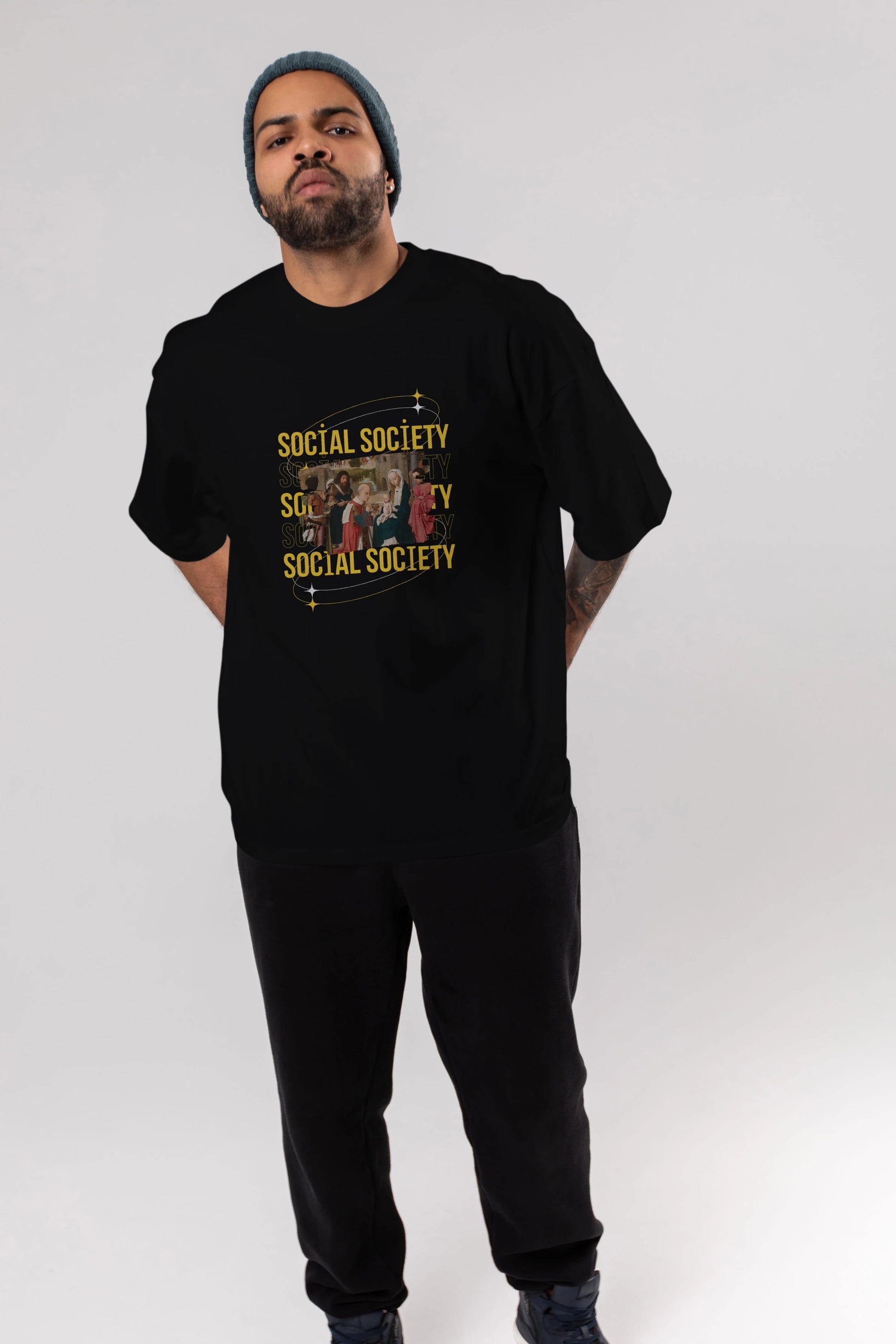 Social Society Yazılı Ön Baskılı Oversize t-shirt Erkek Kadın Unisex