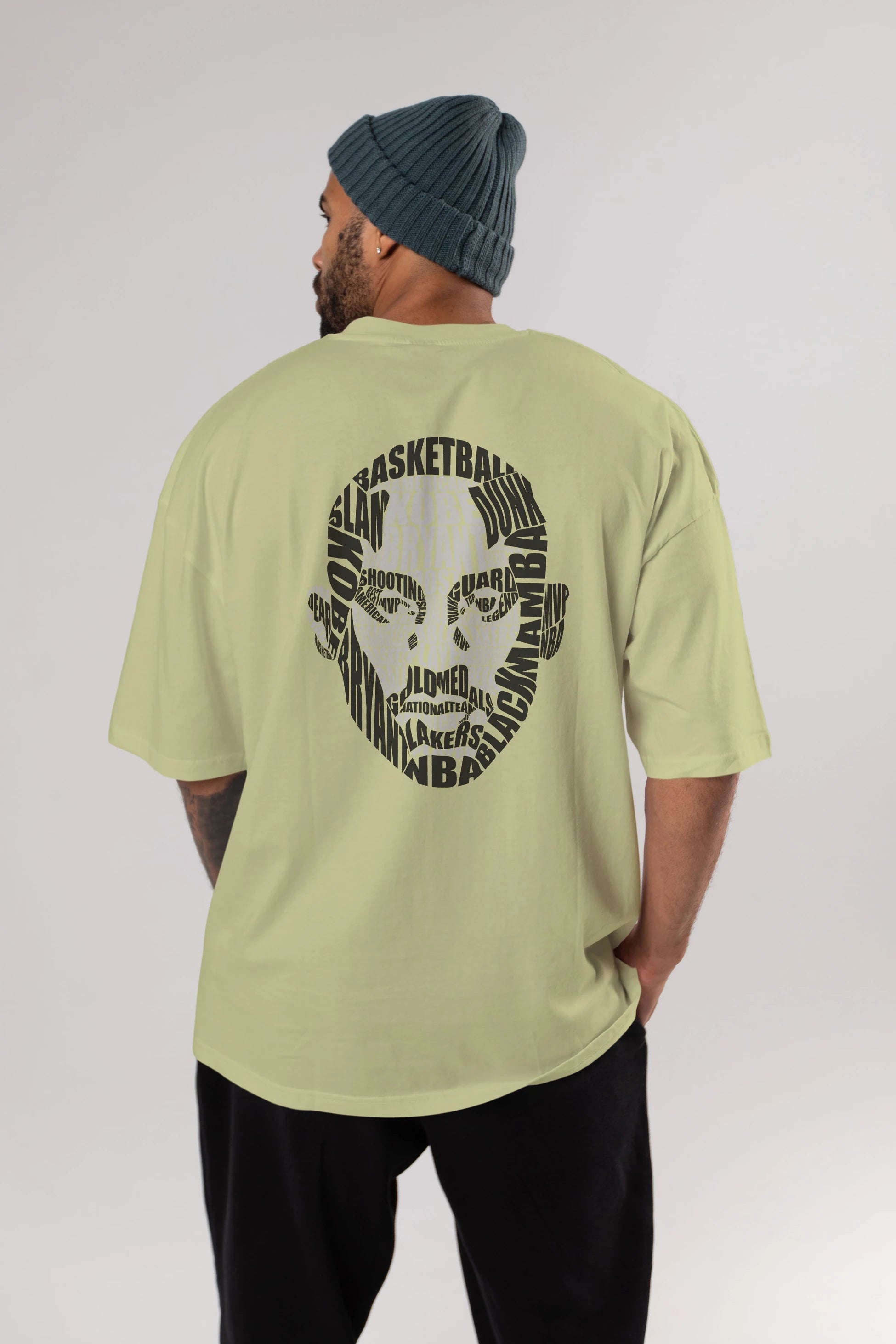 Kobe Bryan Calligram Arka Baskılı Oversize t-shirt %100 pamuk Erkek Kadın Unisex