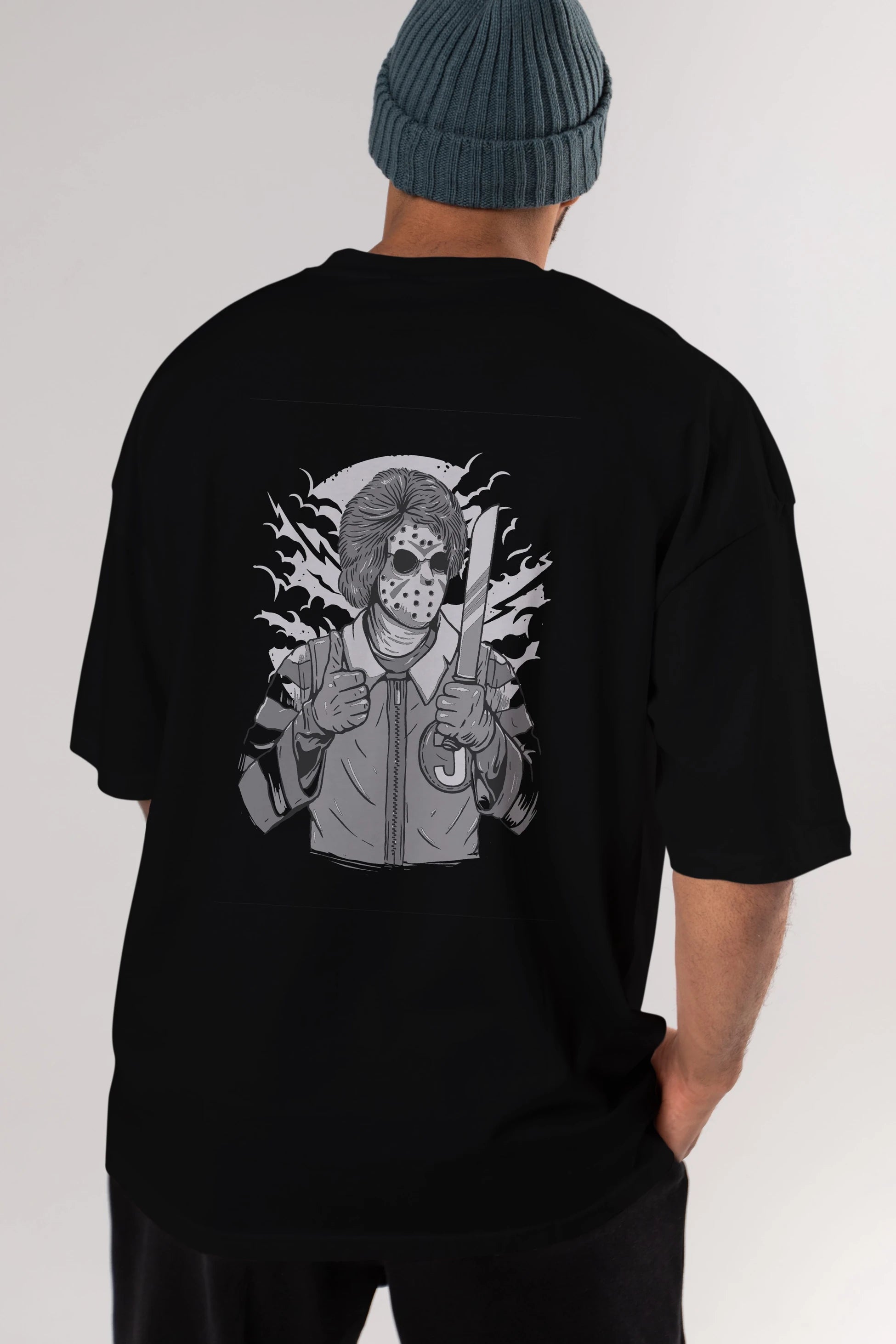 Clown Killer Arka Baskılı Oversize t-shirt Erkek Kadın Unisex %100 Pamuk