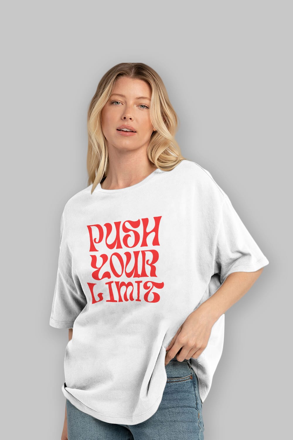 Push Your Limit Yazılı 2 Ön Baskılı Oversize t-shirt Erkek Kadın Unisex
