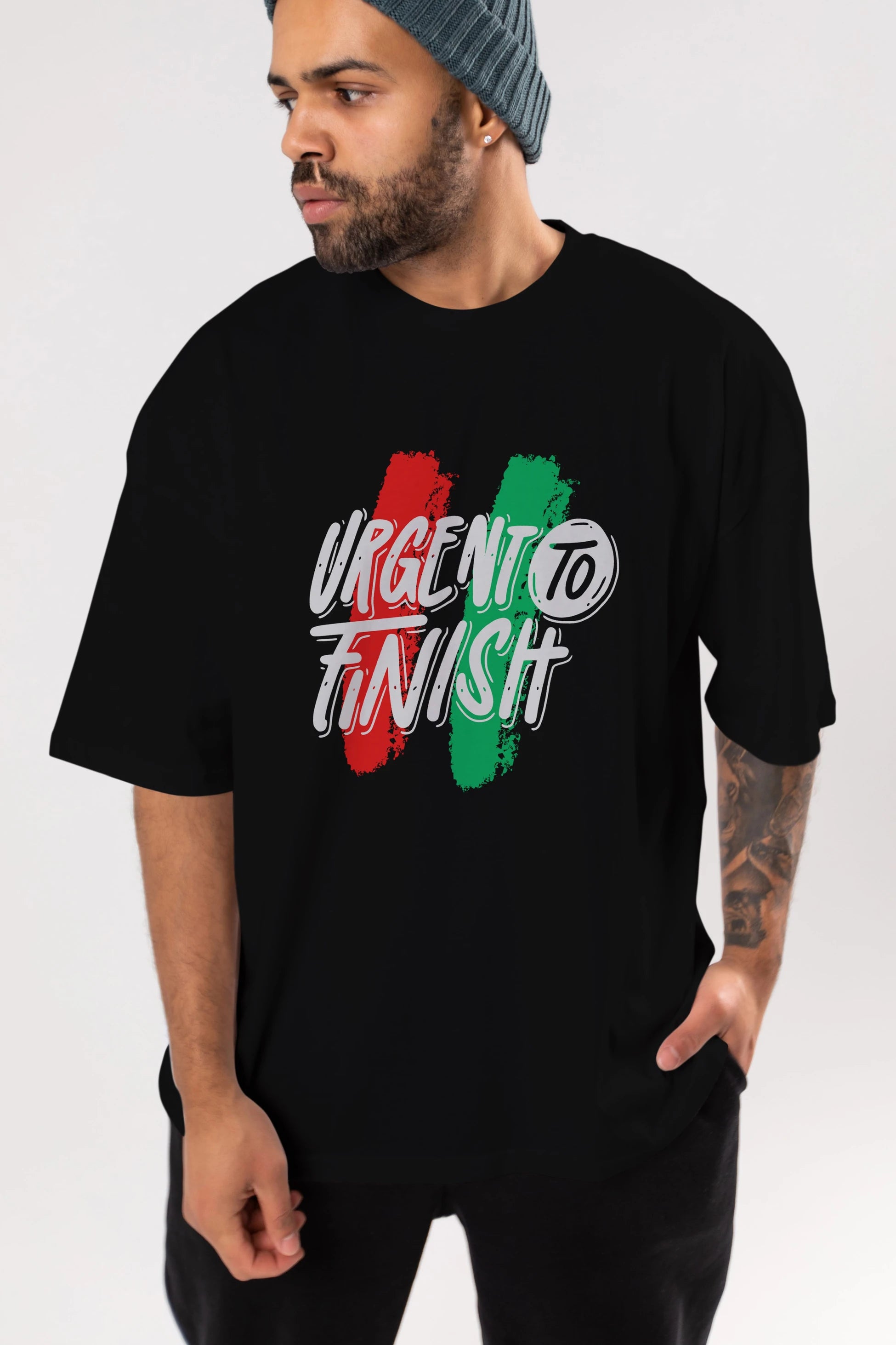 Urgent To Finish Ön Baskılı Oversize t-shirt Erkek Kadın Unisex