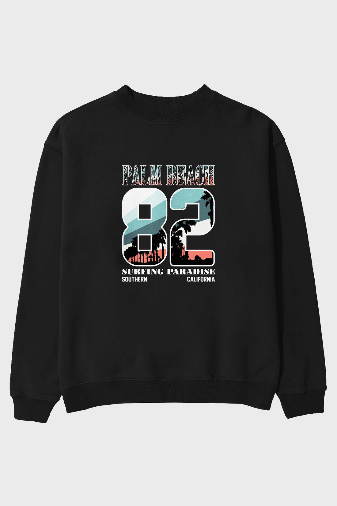 Palm Beach 82 Ön Baskılı Oversize Sweatshirt Erkek Kadın Unisex