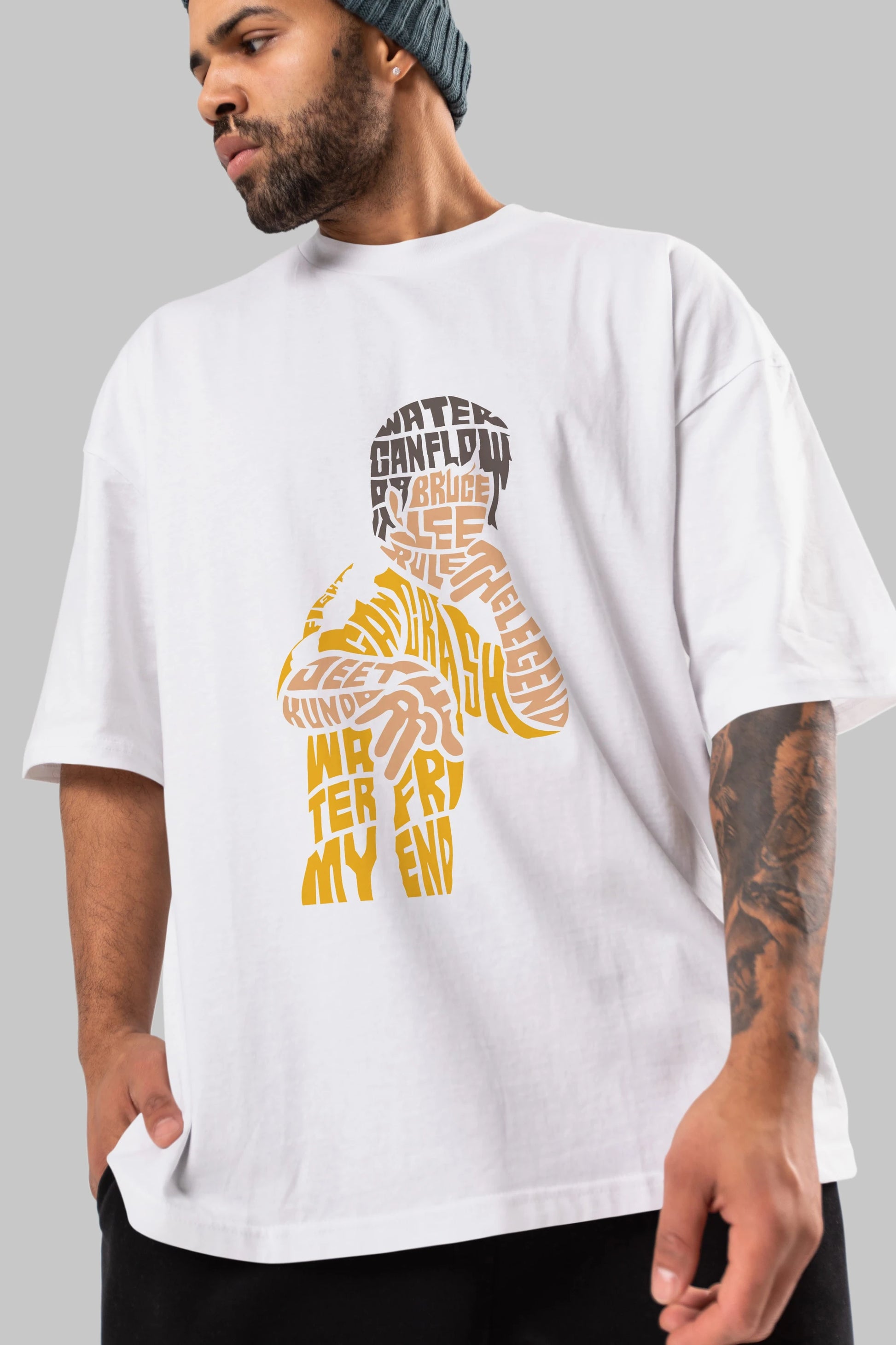Bruce Lee Ön Baskılı Oversize t-shirt %100 pamuk Erkek Kadın Unisex