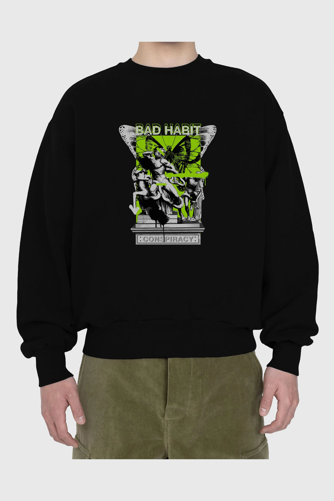 Bad Habit Ön Baskılı Oversize Sweatshirt Erkek Kadın Unisex