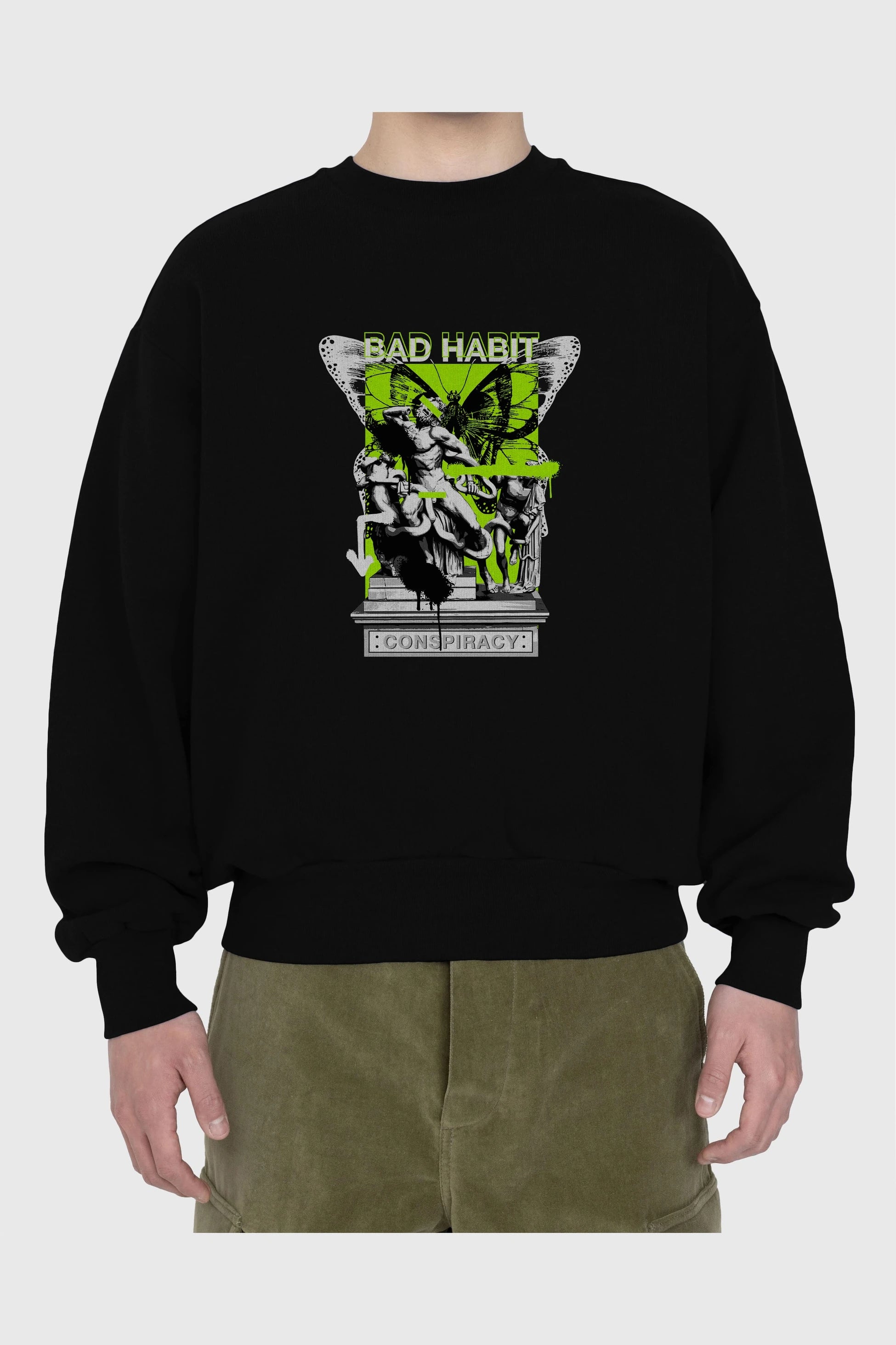 Bad Habit Ön Baskılı Oversize Sweatshirt Erkek Kadın Unisex