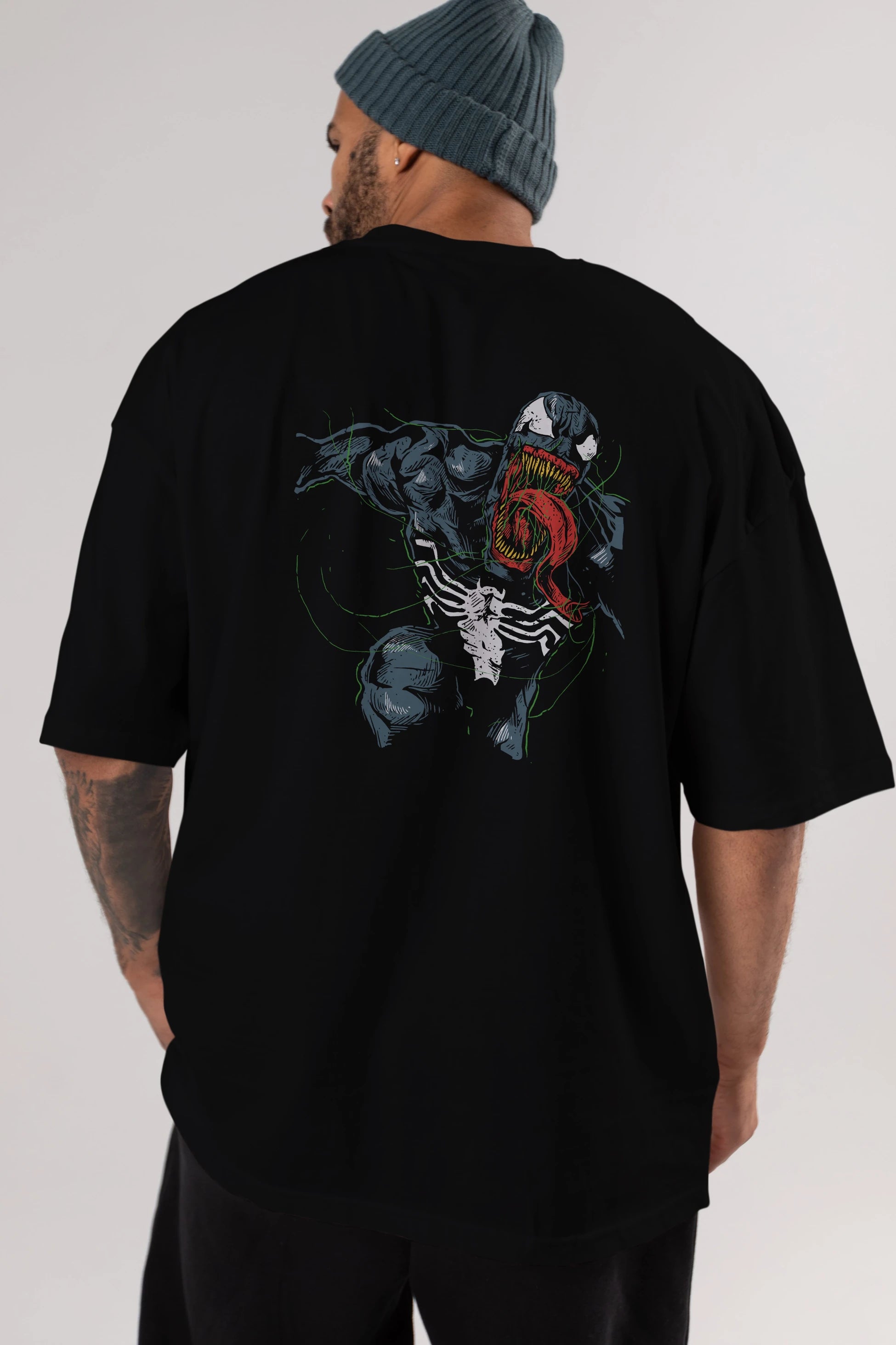 Venom (6) Arka Baskılı Oversize t-shirt Erkek Kadın Unisex %100 Pamuk Bisiklet Yaka tişort