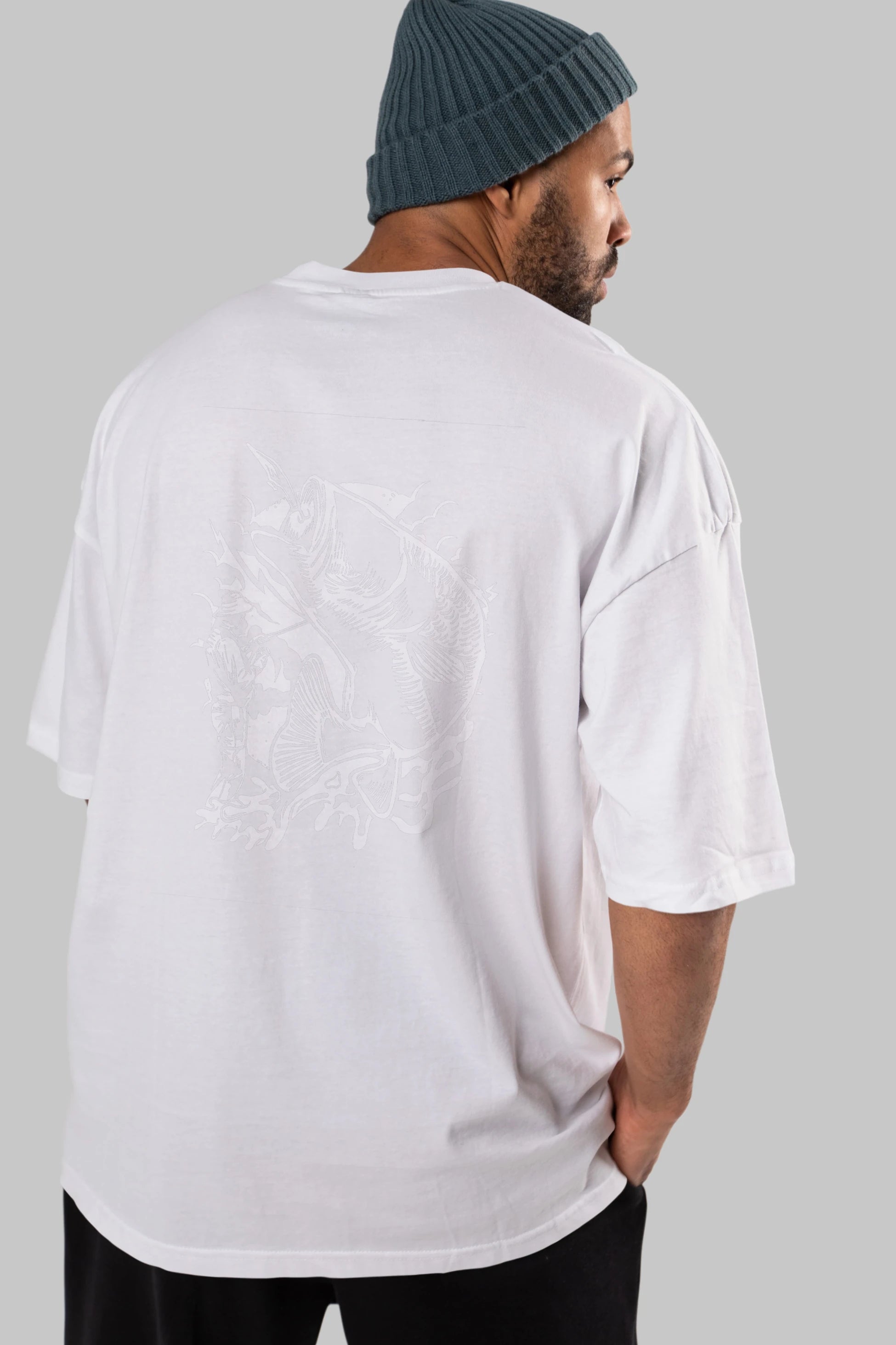 Fisherman Arka Baskılı Oversize t-shirt Erkek Kadın Unisex %100 Pamuk