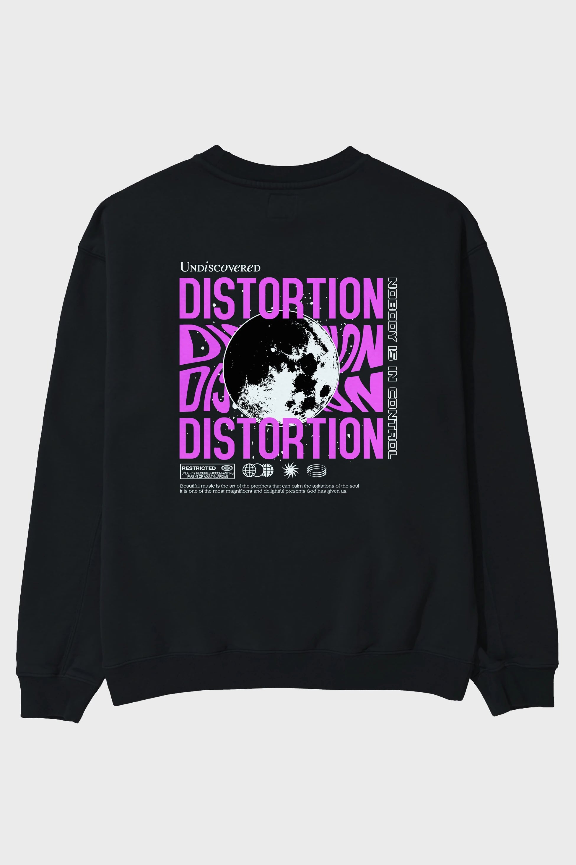 Distortion Arka Baskılı Oversize Sweatshirt Erkek Kadın Unisex