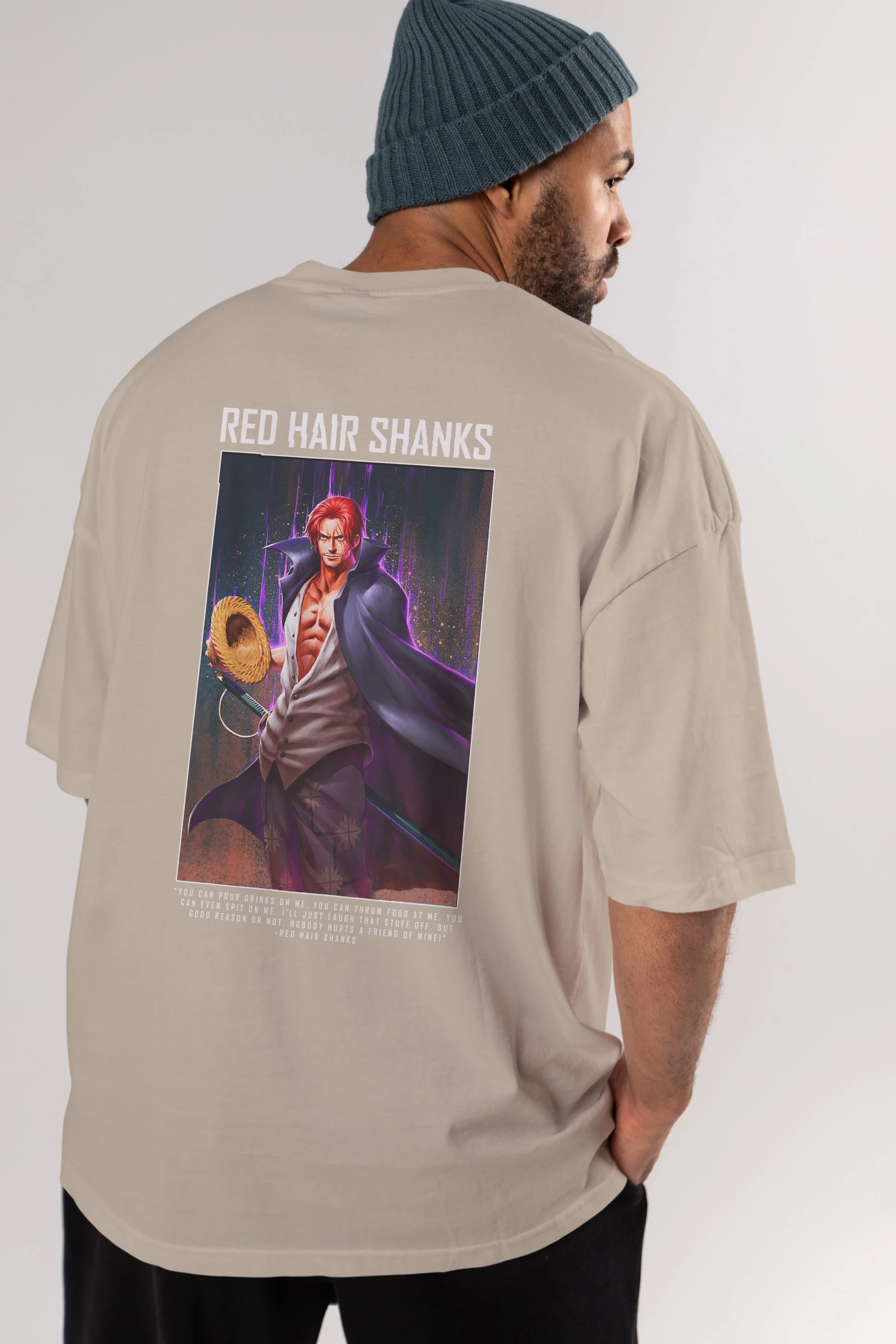 Shanks Anime Arka Baskılı Oversize t-shirt Erkek Kadın Unisex %100 pamuk tişort