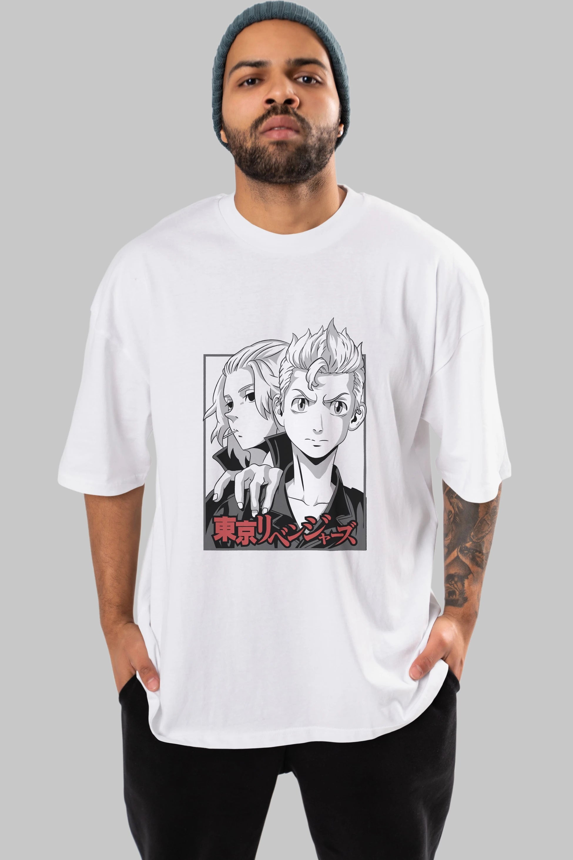 TOKYO REVENGERS Anime Ön Baskılı Oversize t-shirt %100 pamuk Erkek Kadın Unisex
