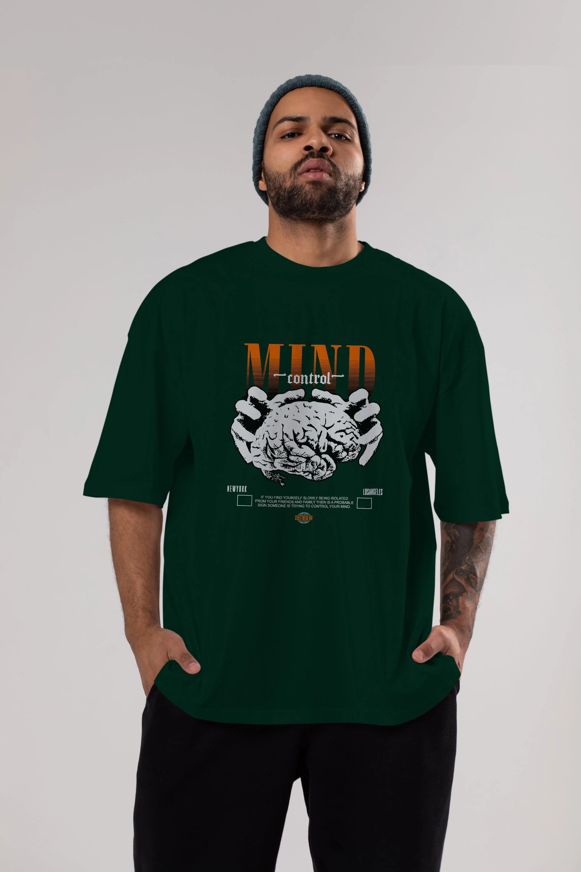 Mind Control Ön Baskılı Oversize t-shirt Erkek Kadın Unisex