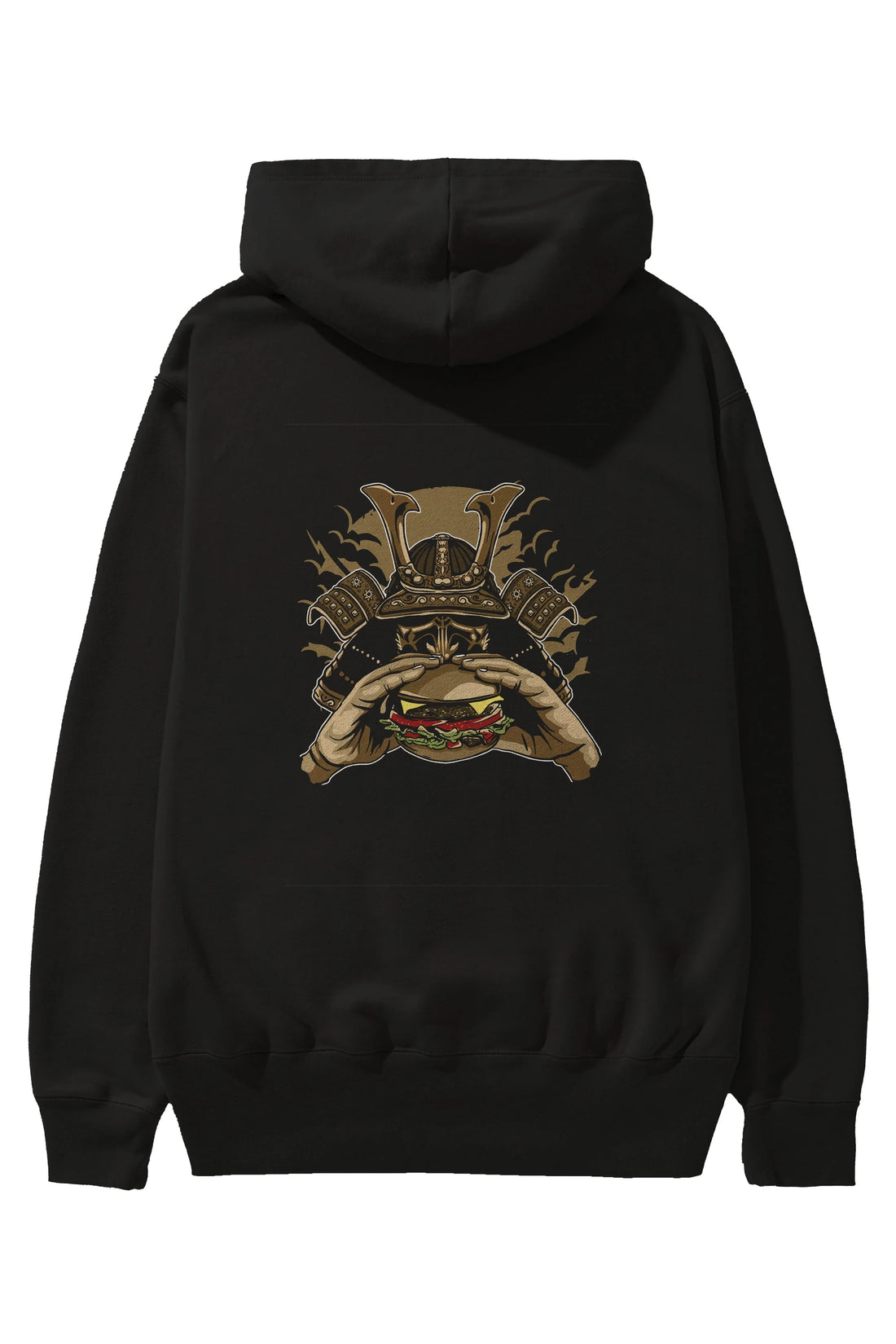 Samurai Burger Arka Baskılı Hoodie Oversize Kapüşonlu Sweatshirt Erkek Kadın Unisex