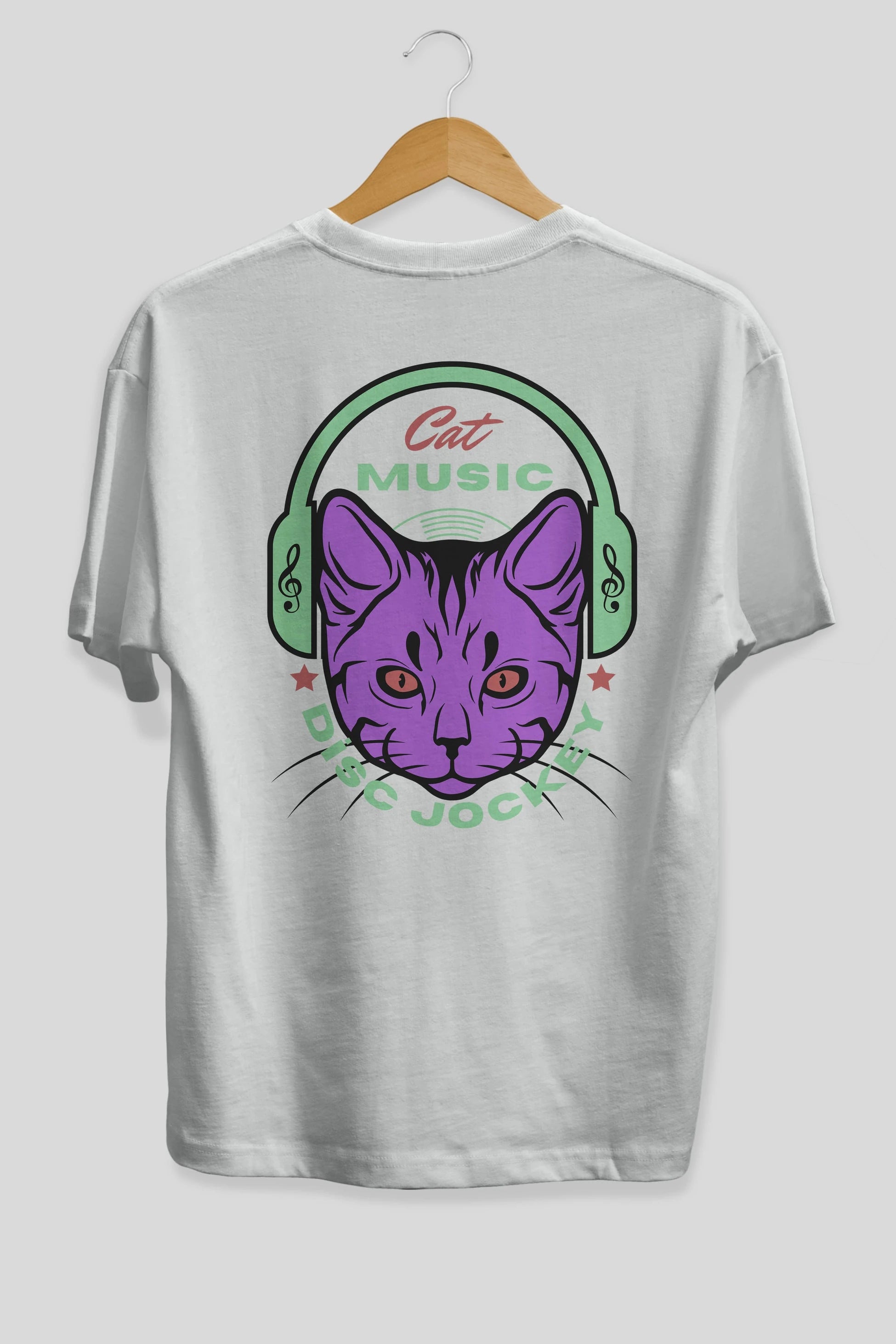 Cat Music Arka Baskılı Oversize t-shirt Erkek Kadın Unisex
