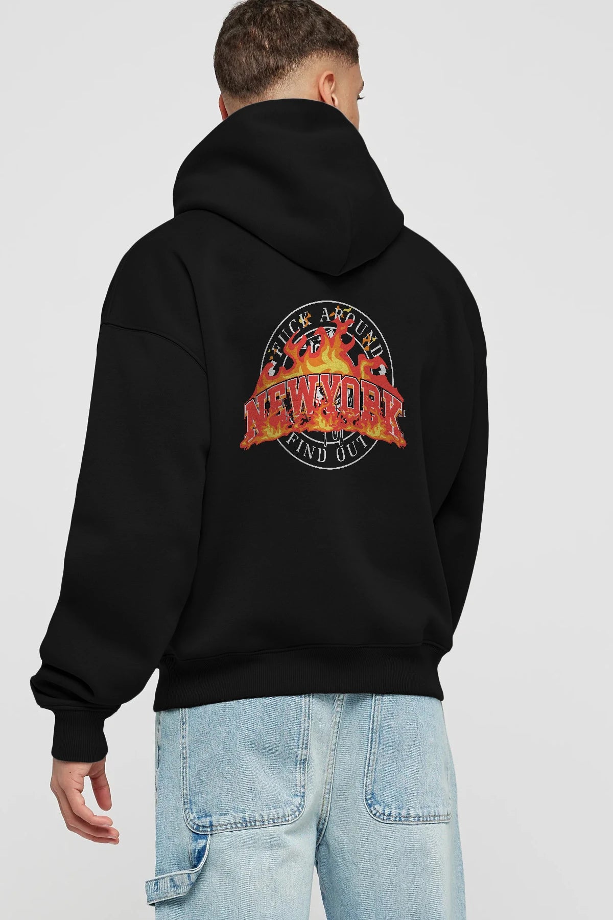 Newyork Style Arka Baskılı Hoodie Oversize Kapüşonlu Sweatshirt Erkek Kadın Unisex