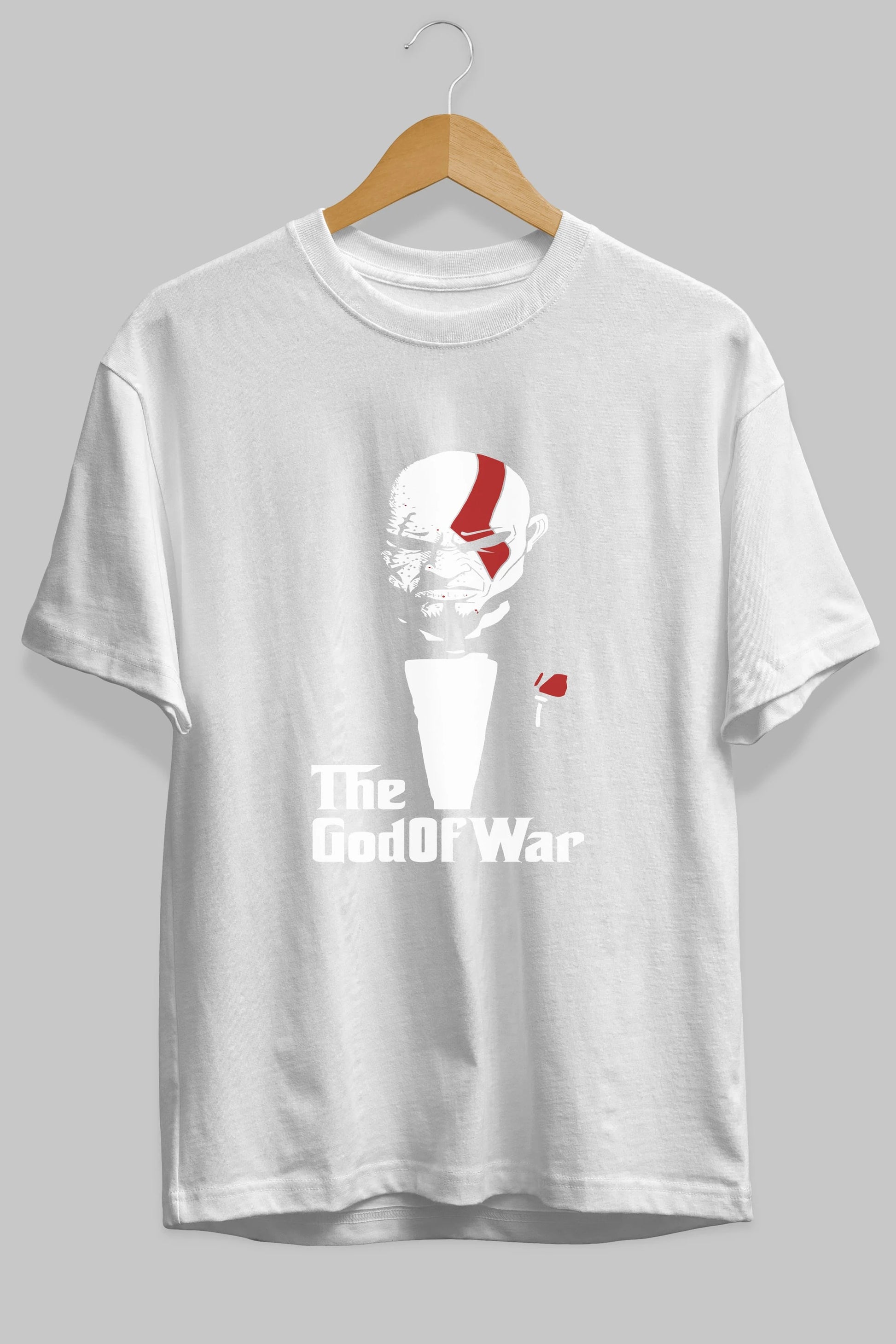 The God of War Ön Baskılı Oversize t-shirt Erkek Kadın Unisex %100 Pamuk Bisiklet Yaka tişort