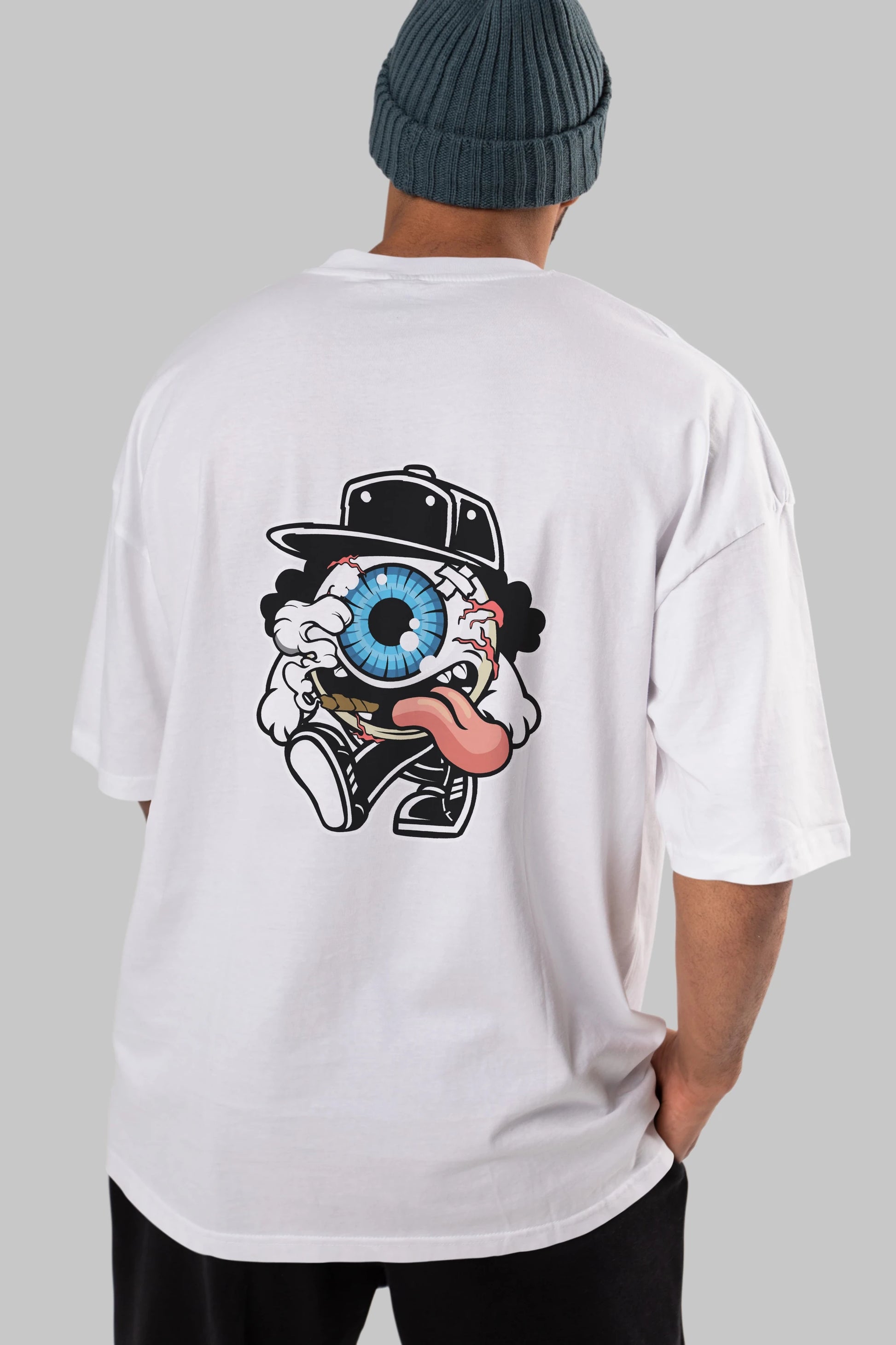 Eyeball Arka Baskılı Oversize t-shirt Erkek Kadın Unisex %100 Pamuk tişort