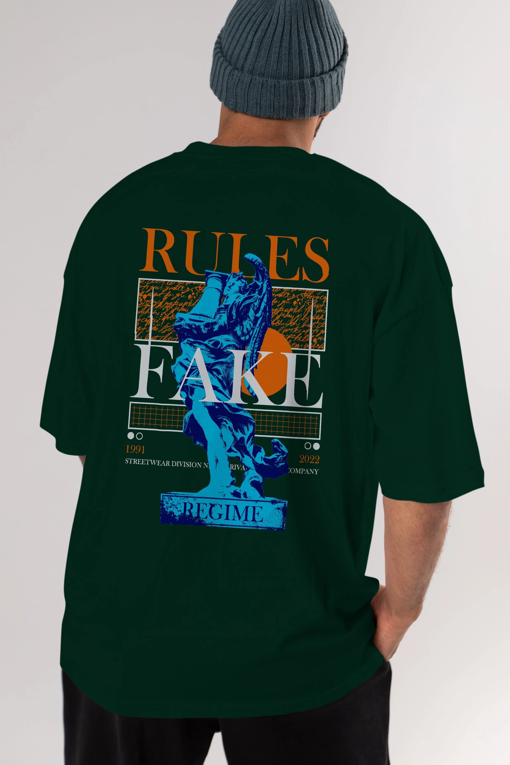 Rules Fake Arka Baskılı Oversize t-shirt Erkek Kadın Unisex