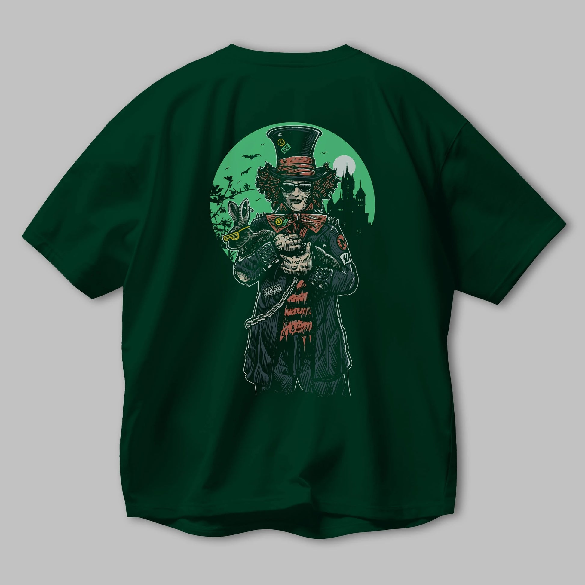Mad Hatter Arka Baskılı Oversize t-shirt Erkek Kadın Unisex %100 Pamuk